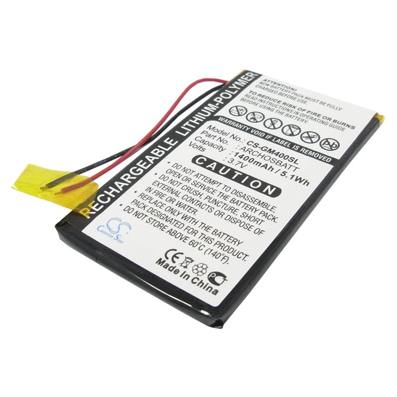 Li-polymer Battery Fits Archos, Av402e, Gmini 400, Gmini 402 3.7v, 1400mah Media Player Cameron Sino Technology Limited