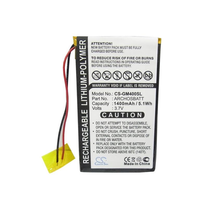 Li-polymer Battery Fits Archos, Av402e, Gmini 400, Gmini 402 3.7v, 1400mah Media Player Cameron Sino Technology Limited