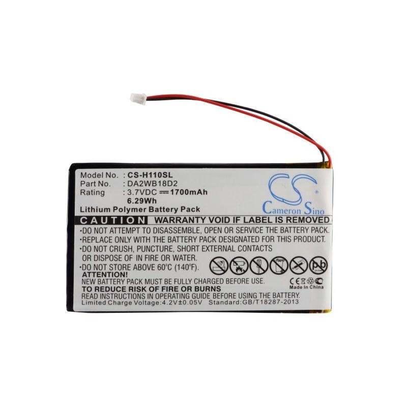 Li-Polymer Battery fits Iriver, H110, H120, H140 3.7V, 1700mAh Media Player Cameron Sino Technology Limited