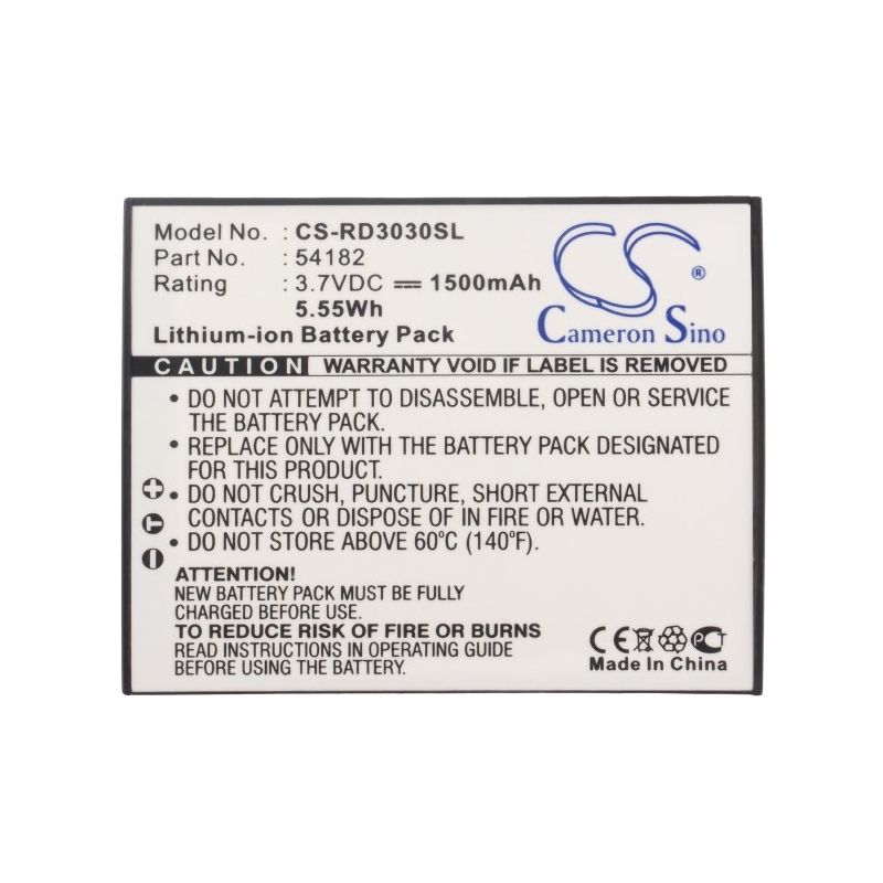 Li-ion Battery fits Rca, Lyra X3000, Lyra X3030, 3.7V, 1500mAh Media Player Cameron Sino Technology Limited