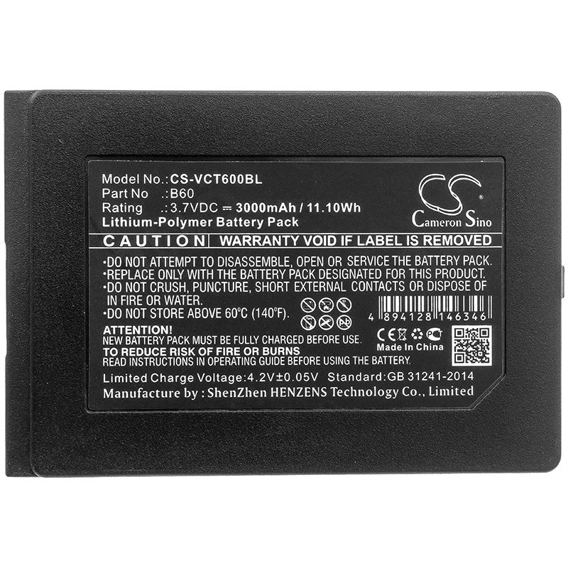 Li-Polymer Battery fits Vectron, Mobilepro 3, Mobilepro Iii, 3.7V, 3000mAh Payment Terminal Cameron Sino Technology Limited