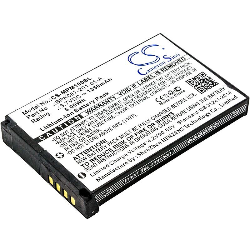 Li-ion Battery fits Motorola, Mpm100, Mpm-100, Verifone 3.7V, 1350mAh Payment Terminal Cameron Sino Technology Limited