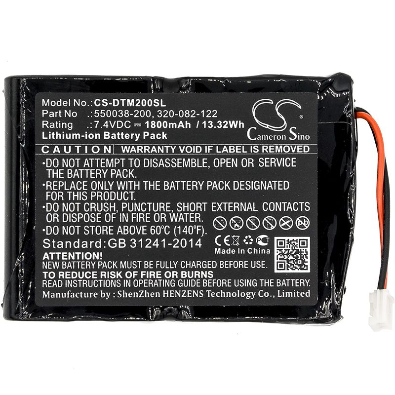 Li-ion Battery Fits O'neil, Mf2te, O'neil 7.4v, 1800mah Portable Printer Cameron Sino Technology Limited