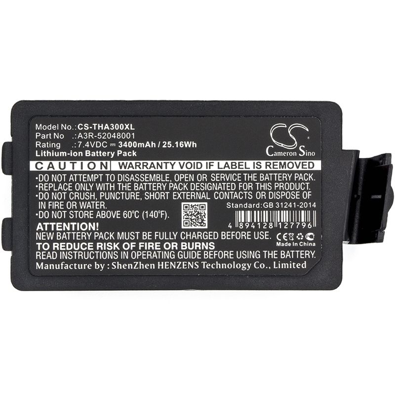 Li-ion Battery fits Tsc, Alpha 3r, Tsc 7.4V, 3400mAh Portable Printer Cameron Sino Technology Limited