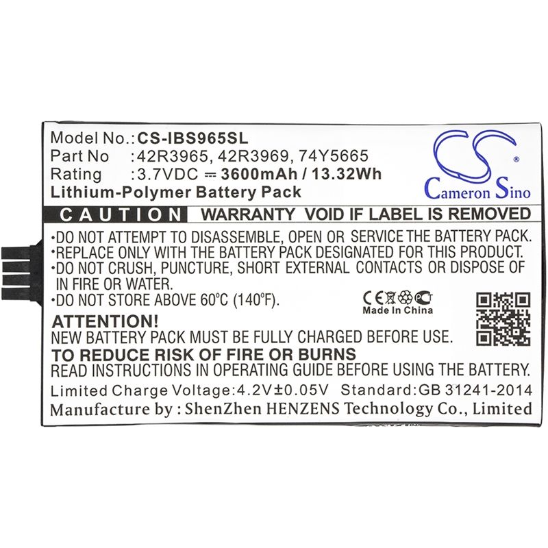 Li-Polymer Battery fits Ibm, 45906, 571f, 572f 3.7V, 3600mAh RAID Controller Cameron Sino Technology Limited