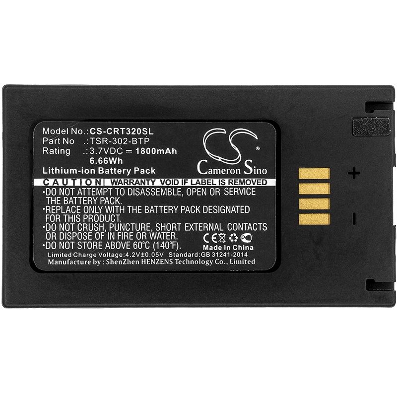 Li-polymer Battery Fits Crestron, Tsr-302, Tsr-302 Handheld Touch Screen Remote, 3.7v, 1800mah Remote Control Cameron Sino Technology Limited
