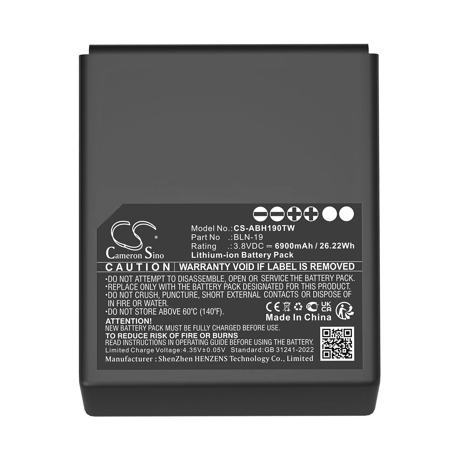 3.8V, Li-ion, 6900mAh, Battery fits Airbus BLN-19, 26.22Wh Two-Way Radio Cameron Sino Technology Limited
