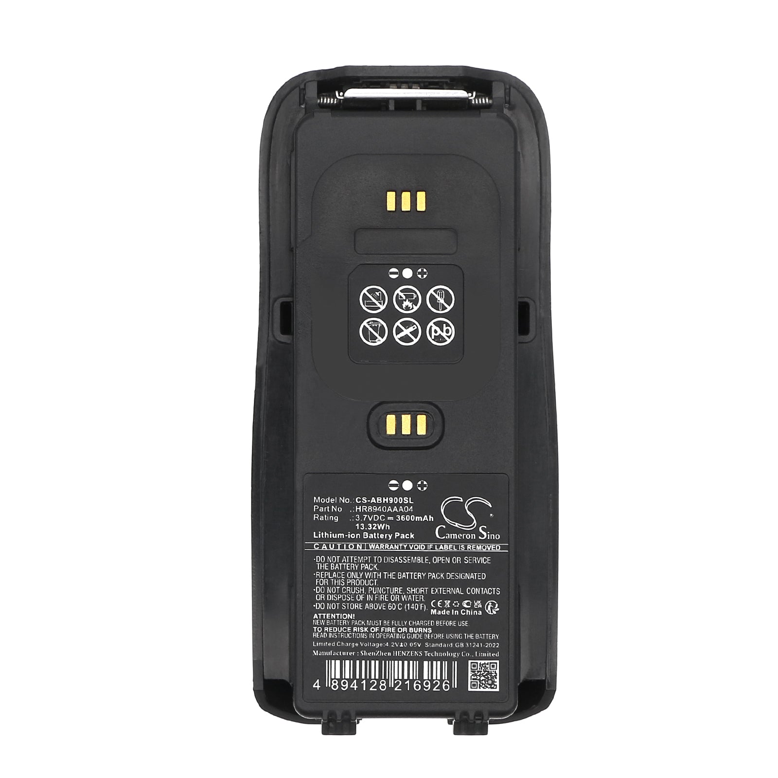 3.7V, Li-ion, 3600mAh, Battery fits Airbus TPH900, 13.32Wh Two-Way Radio Cameron Sino Technology Limited
