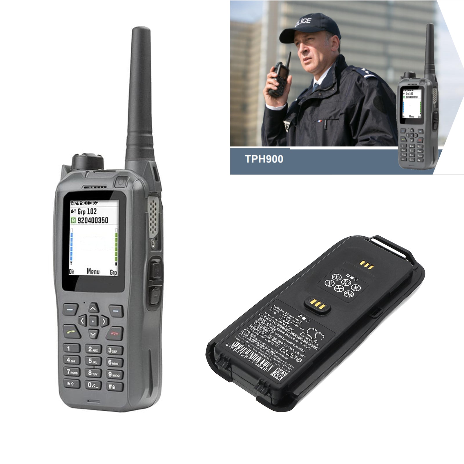 3.7V, Li-ion, 3600mAh, Battery fits Airbus TPH900, 13.32Wh Two-Way Radio Cameron Sino Technology Limited