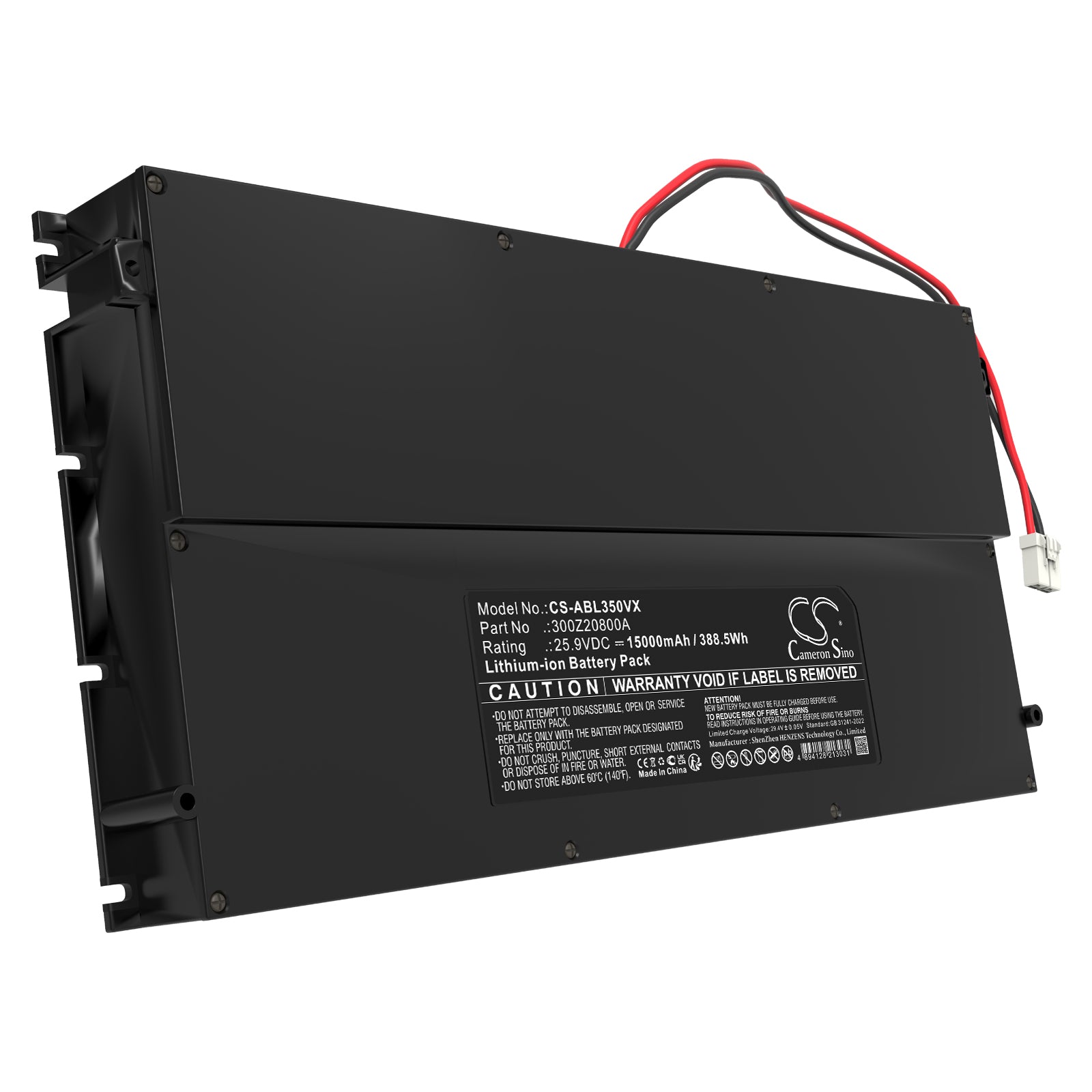 25.9V, Li-ion, 15000mAh, Battery fits Wiper One X35, One X50, 388.5Wh Lawn Mowers Cameron Sino Technology Limited