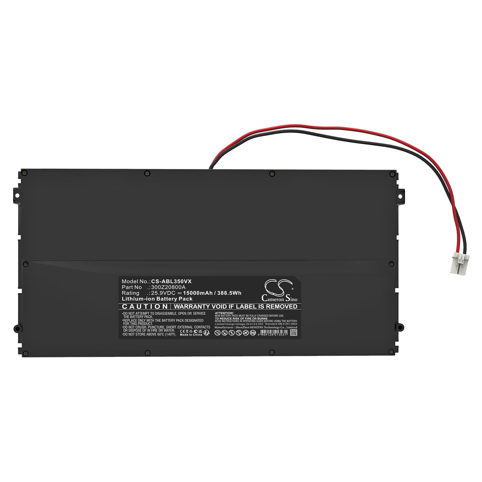 25.9V, Li-ion, 15000mAh, Battery fits Wiper One X35, One X50, 388.5Wh Lawn Mowers Cameron Sino Technology Limited