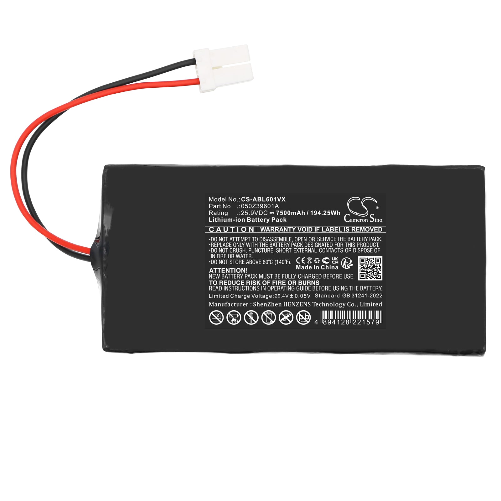 25.9V, Li-ion, 7500mAh, Battery fits Ambrogio AM060L0V9Z, L60 Elite S+, 194.25Wh Lawn Mowers Cameron Sino Technology Limited