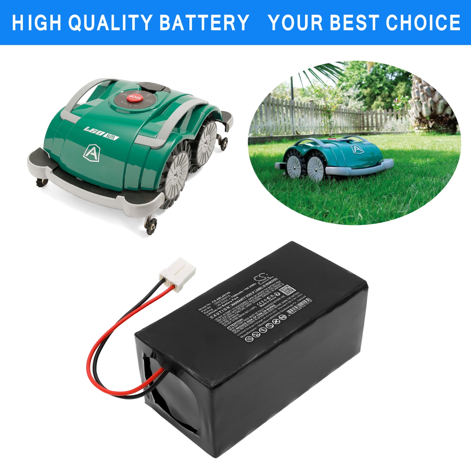 25.9V, Li-ion, 7500mAh, Battery fits Ambrogio AM060L0V9Z, L60 Elite S+, 194.25Wh Lawn Mowers Cameron Sino Technology Limited