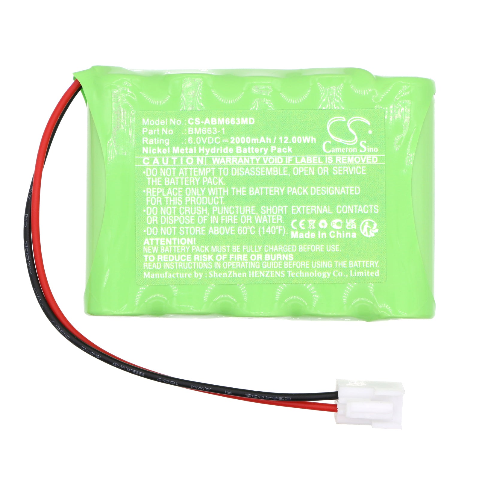 Ni-MH, Medical Battery fits New Age Emavit, Ionotens, 6.0V, 2000mAh Medical Cameron Sino Technology Limited