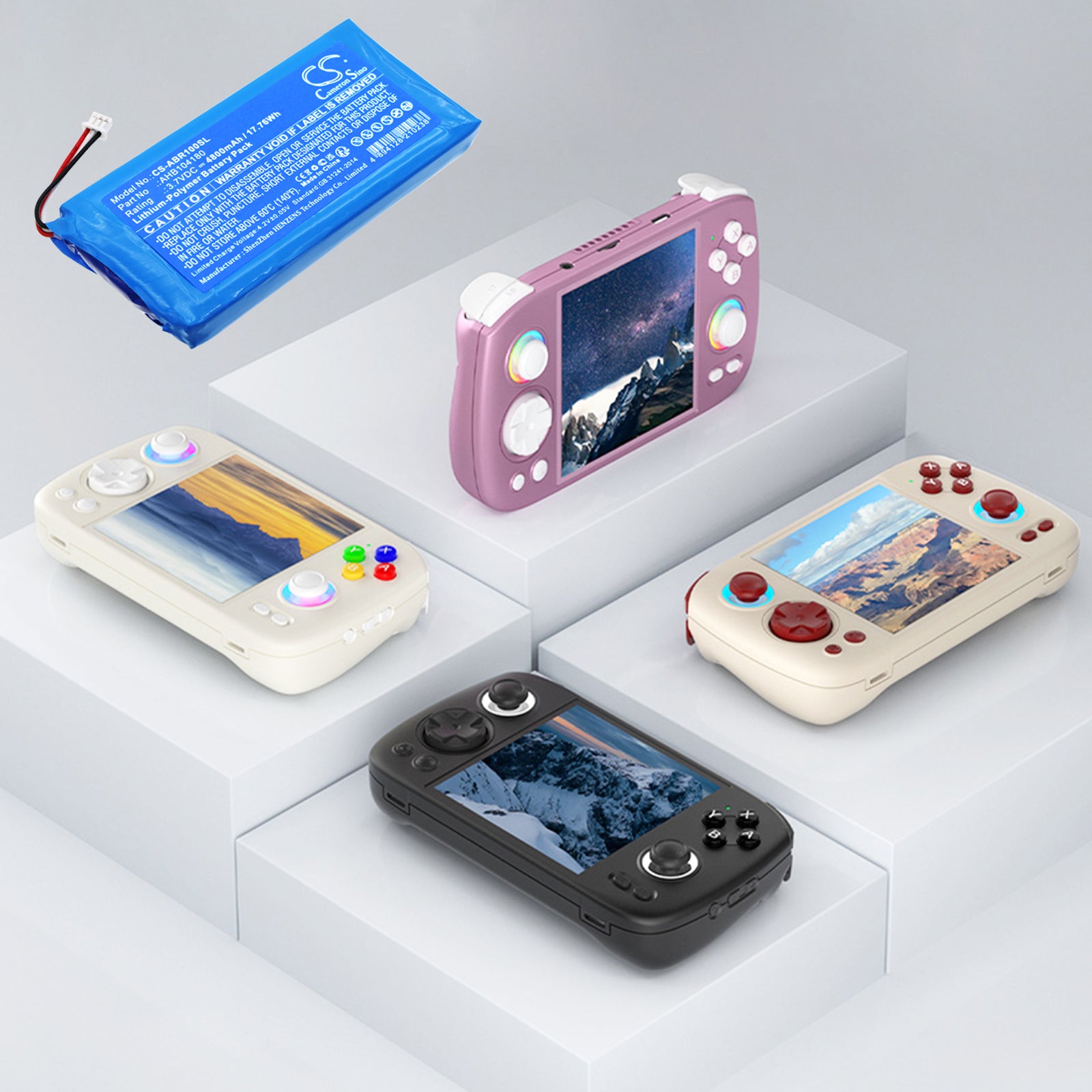 Li-Polymer, Game Console Battery fits Anbernic Rg Cube, Rg Cube Retro, 3.7V, 4800mAh Game Console Cameron Sino Technology Limited