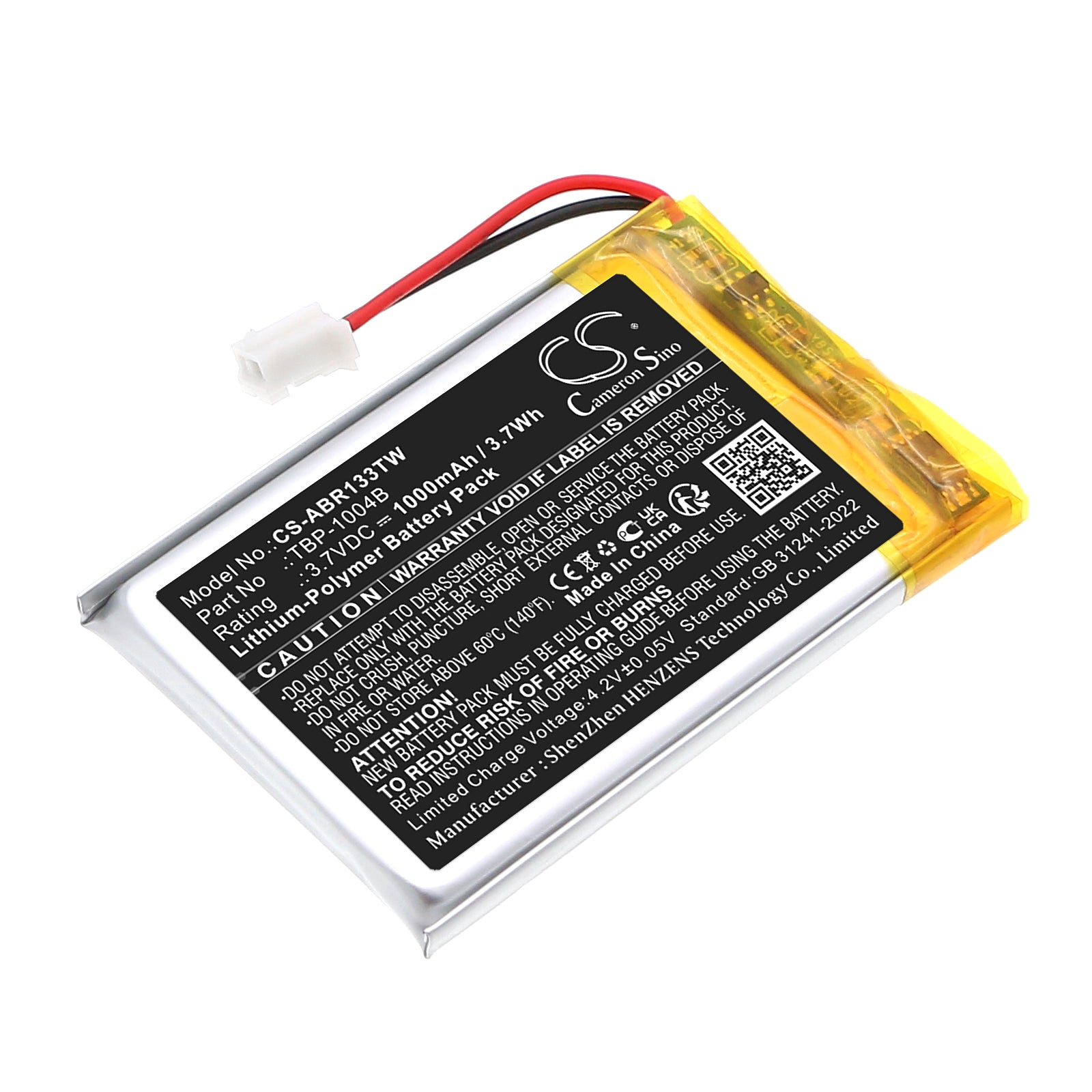 3.7V, Li-Polymer, 1000mAh, Battery fits Albrecht Bambini, Reer 50133 Care and talk, 3.7Wh Two-Way Radio Cameron Sino Technology Limited