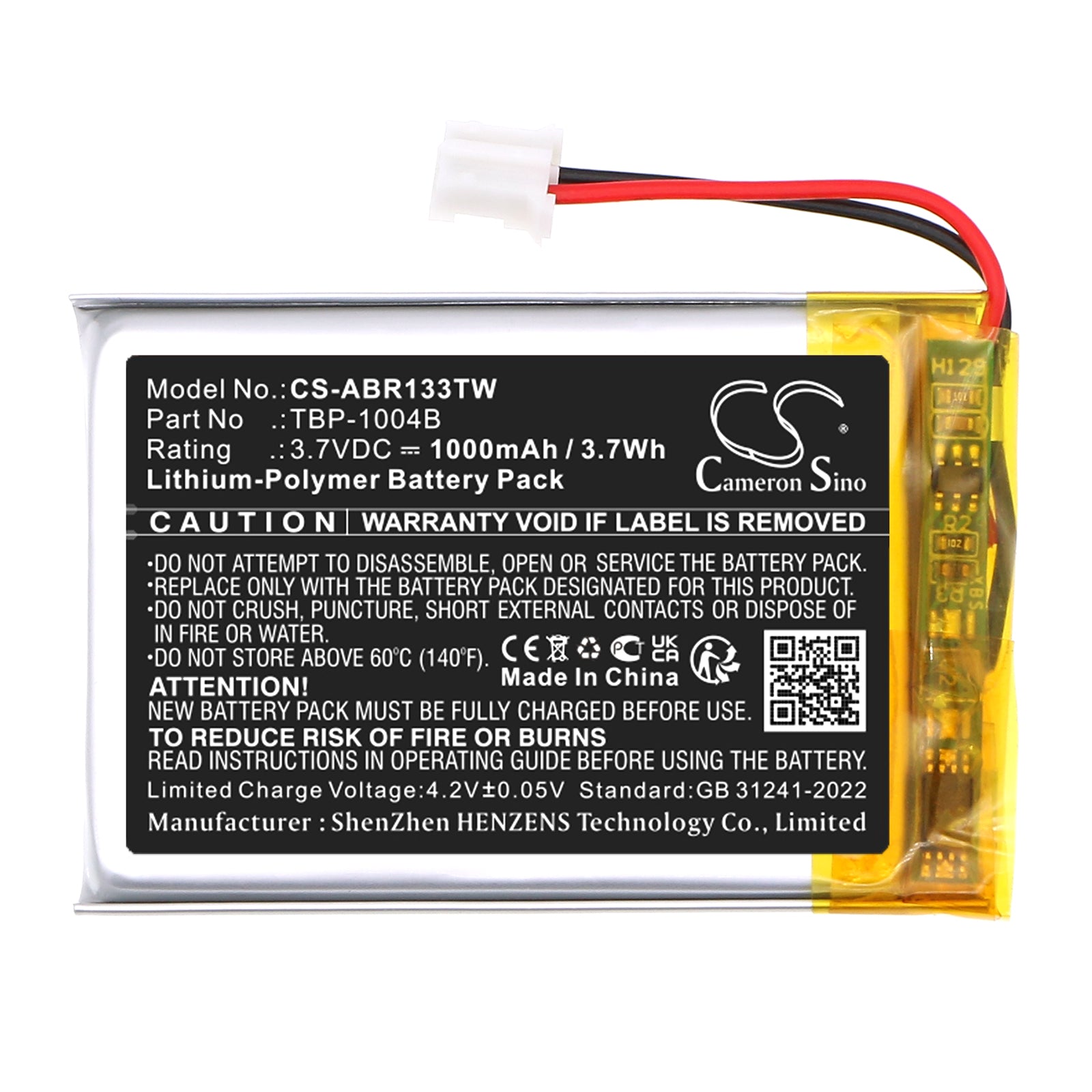 3.7V, Li-Polymer, 1000mAh, Battery fits Albrecht Bambini, Reer 50133 Care and talk, 3.7Wh Two-Way Radio Cameron Sino Technology Limited