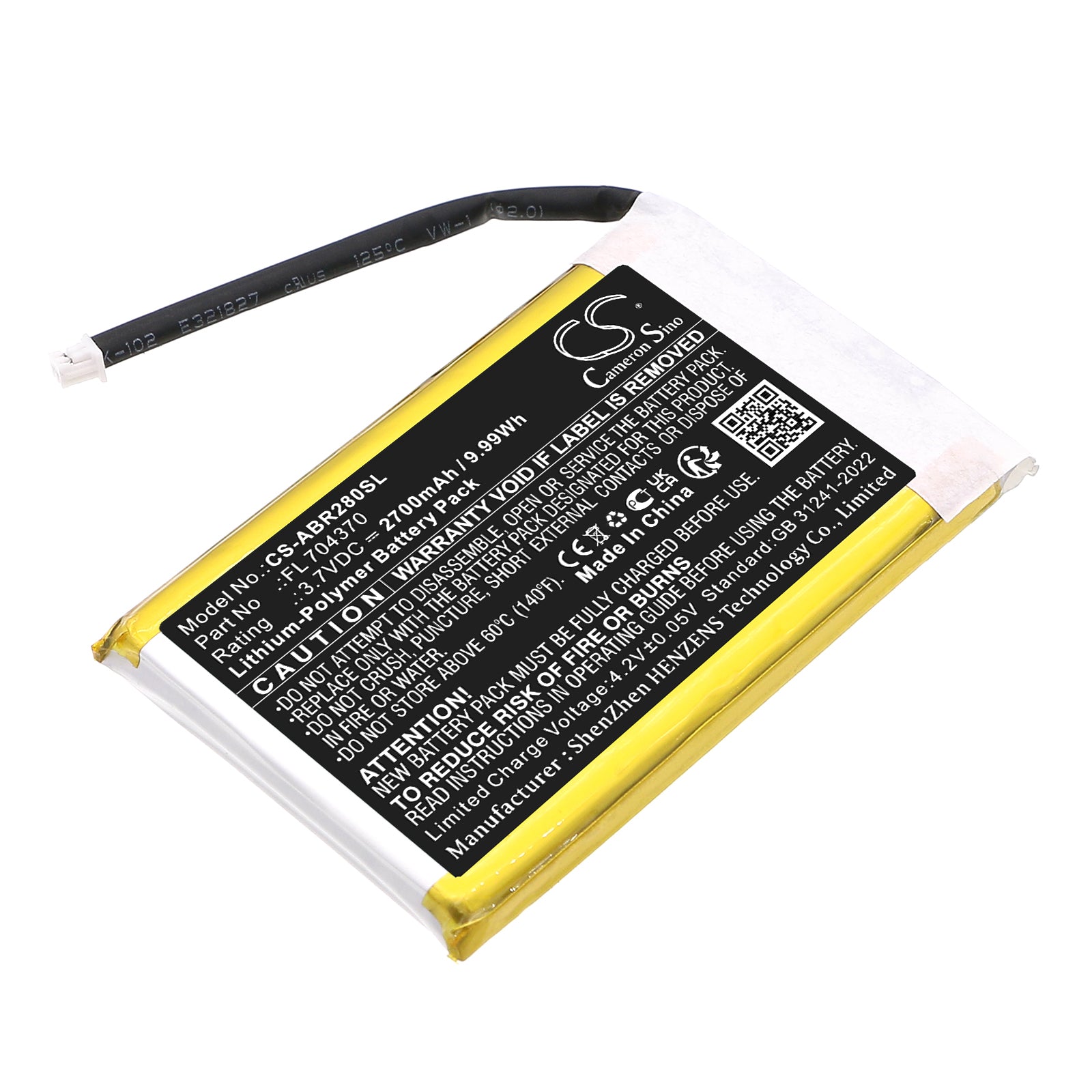 3.7V, Li-Polymer, 2700mAh, Battery fits Anbernic Pocket RG28XX, 9.99Wh Game Console Cameron Sino Technology Limited