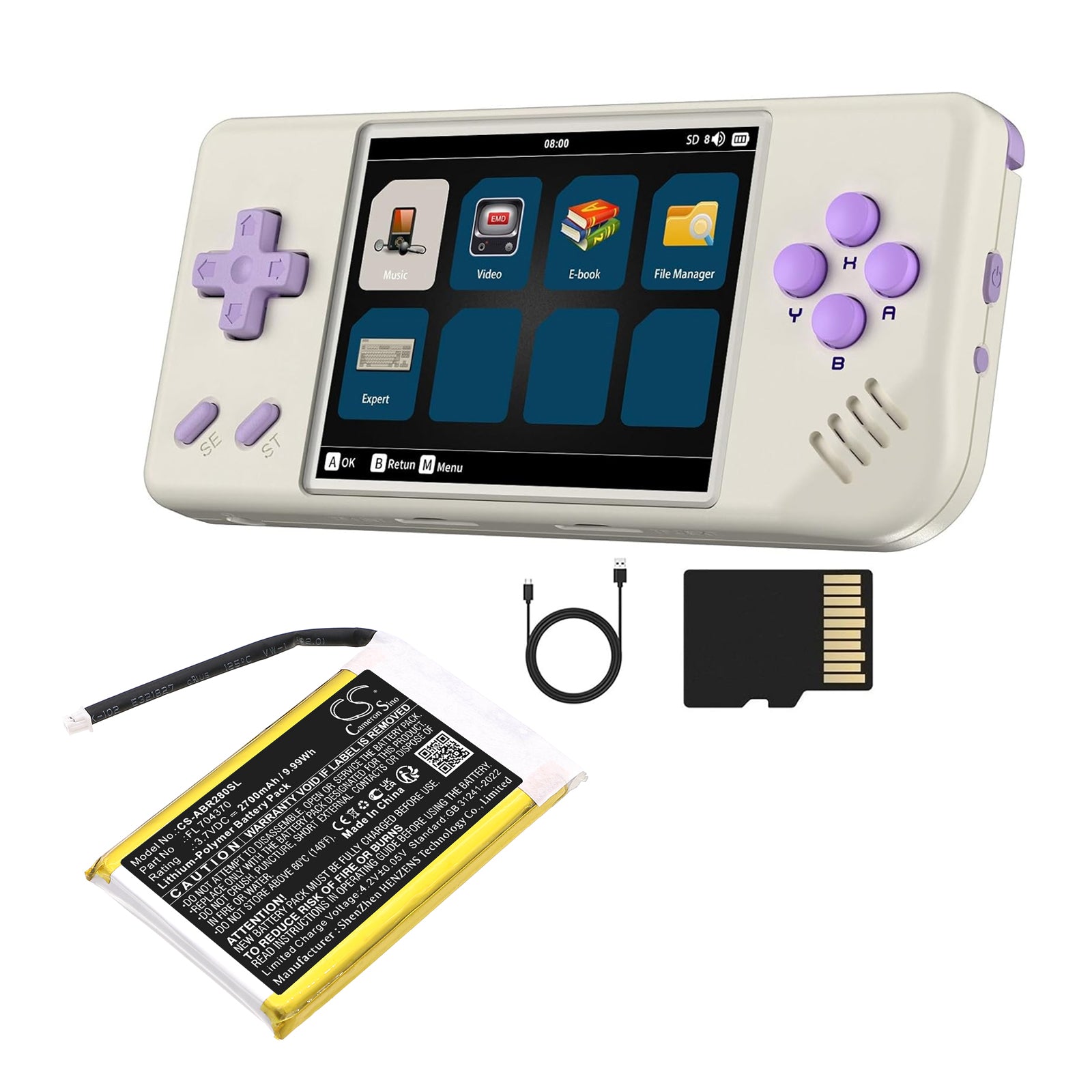 3.7V, Li-Polymer, 2700mAh, Battery fits Anbernic Pocket RG28XX, 9.99Wh Game Console Cameron Sino Technology Limited