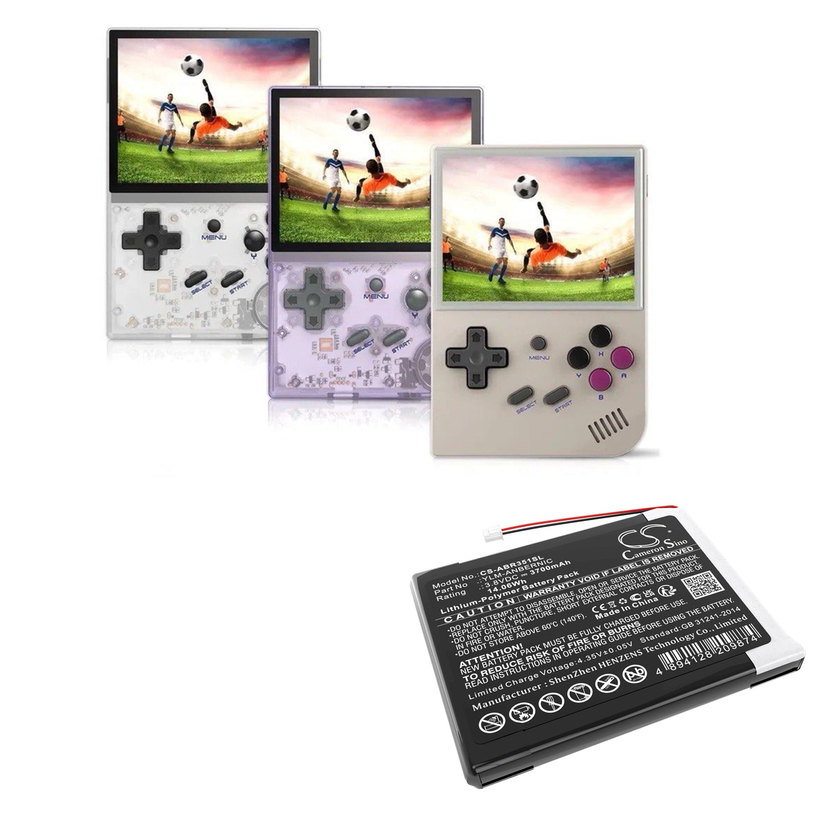 Li-Polymer, Game Console Battery fits Anbernic Rg351v, Rg35xx Handheld Game Emulator, 3.8V, 3700mAh Game Console Cameron Sino Technology Limited