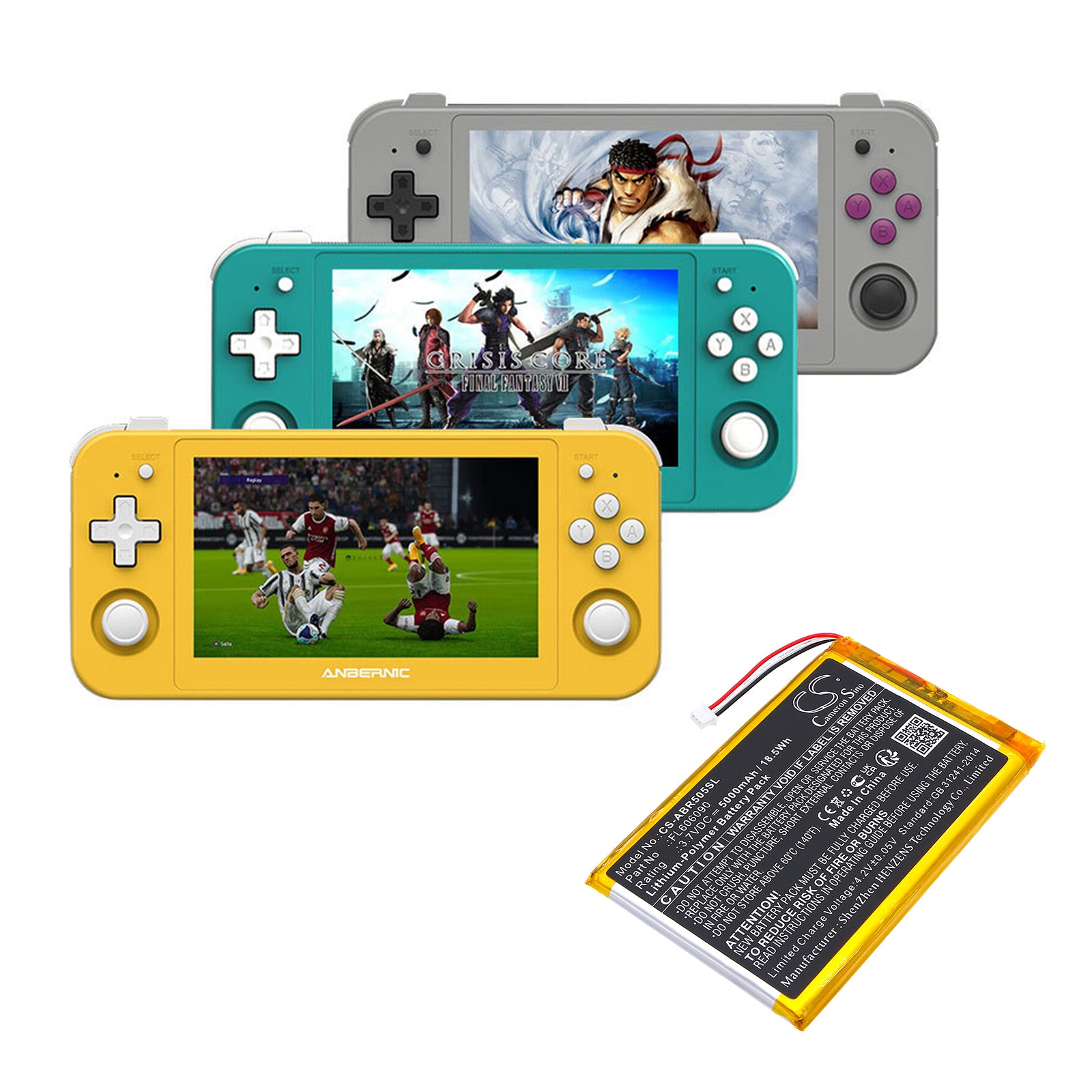 Li-Polymer, Game Console Battery fits Anbernic Rg505, 3.7V, 5000mAh Game Console Cameron Sino Technology Limited