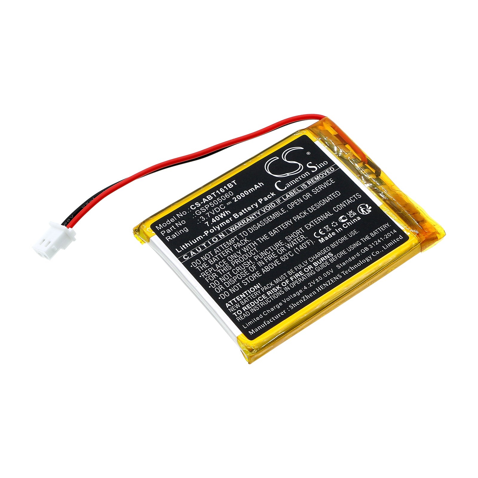 Li-Polymer, Alarm System Battery fits Abus Tvac16001, 3.7V, 2000mAh Alarm System Cameron Sino Technology Limited