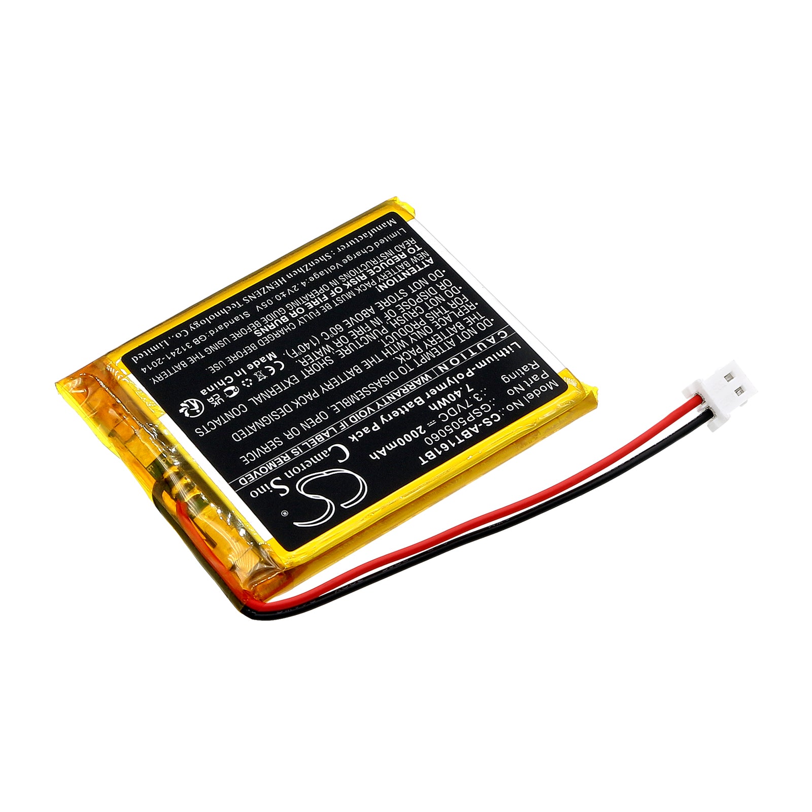 Li-Polymer, Alarm System Battery fits Abus Tvac16001, 3.7V, 2000mAh Alarm System Cameron Sino Technology Limited