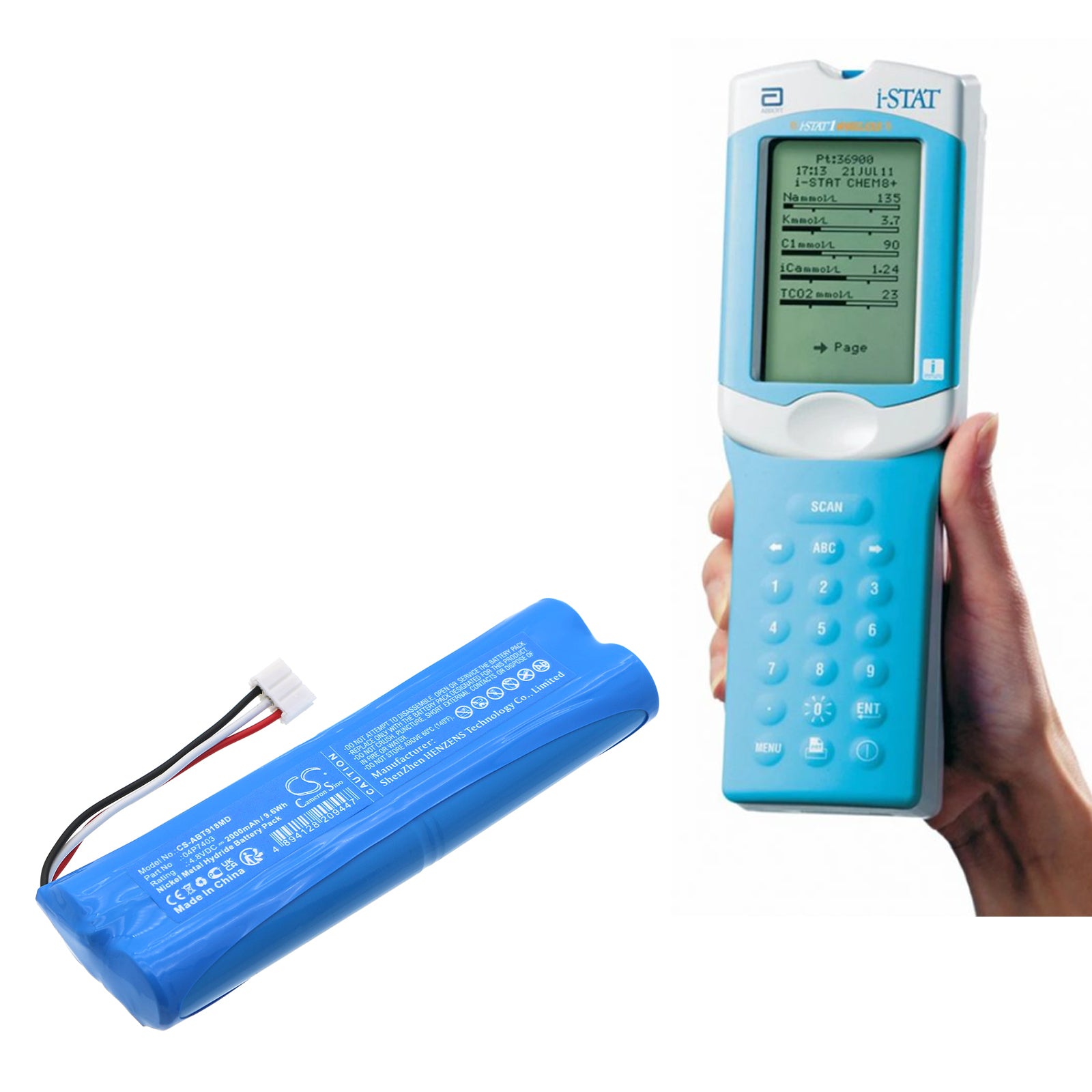 Ni-MH, Medical Battery fits Abbott I-stat Printer, I-stat System, 4.8V, 2000mAh Medical Cameron Sino Technology Limited