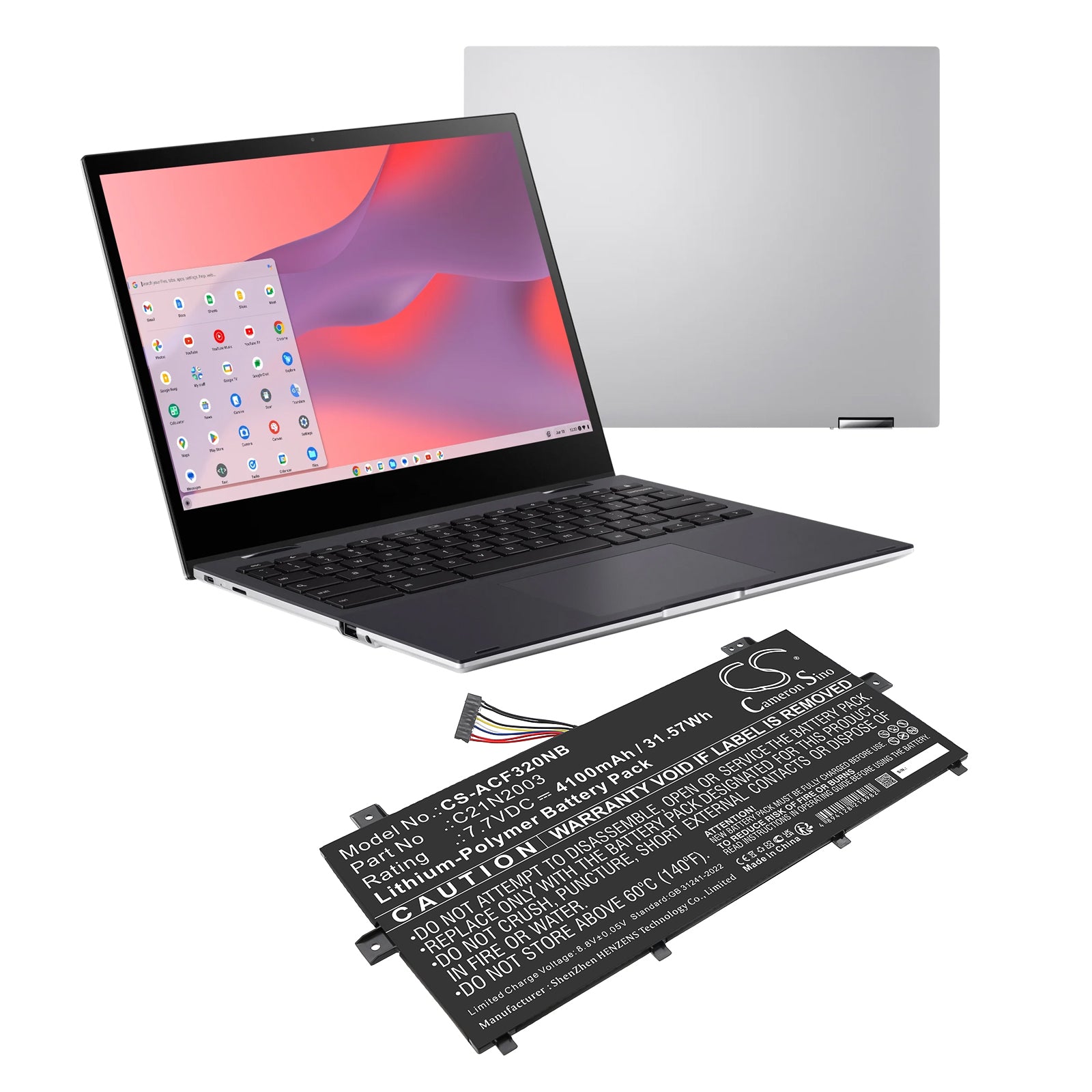 7.7V, Li-Polymer, 4100mAh, Battery fits Asus C235VA, CM3200FM1A, 31.57Wh Notebook, Laptop Cameron Sino Technology Limited
