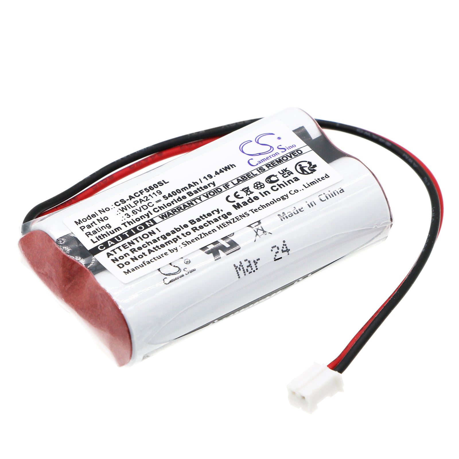 Li-SOCl2, Equipment, Survey, Test Battery fits Actaris Actaris Counter 2 Cf560, Cf560, 3.6V, 5400mAh Equipment, Survey, Test Cameron Sino Technology Limited