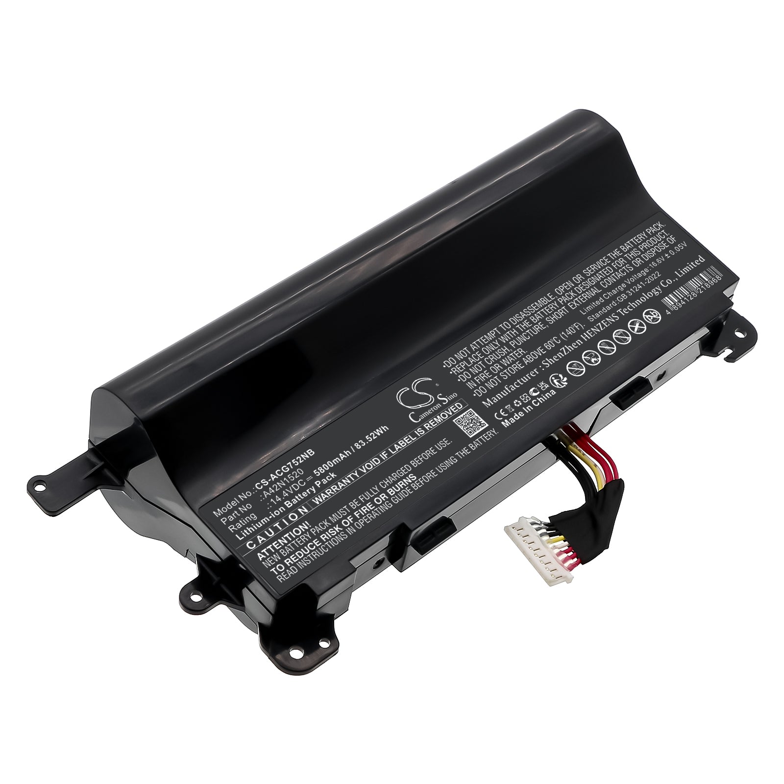 14.4V, Li-ion, 5800mAh, Battery fits Acer G752VS, G752VS-BA184T, 83.52Wh Notebook, Laptop Cameron Sino Technology Limited