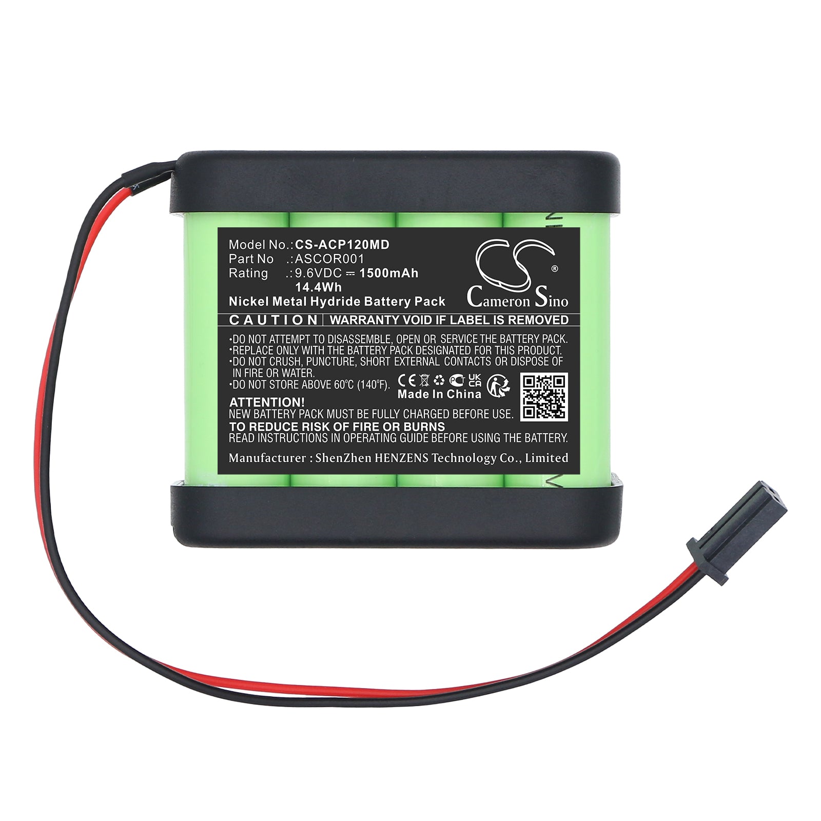 9.6V, Ni-MH, 1500mAh, Battery fits Ascor AP12, AP22, 14.4Wh Medical Cameron Sino Technology Limited