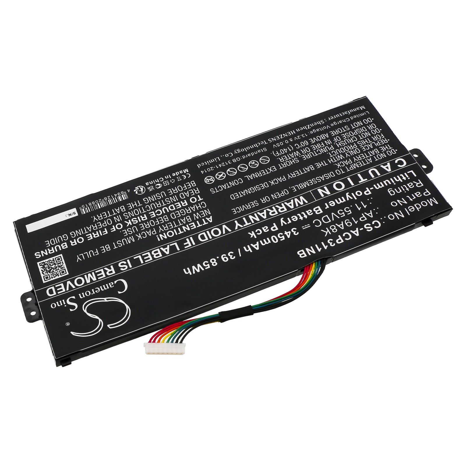Li-Polymer, Notebook, Laptop Battery fits Acer Chromebook Spin 11 Cp311-1h-c3, Chromebook Spin 11 Cp311-1h-c9, 11.55V, 3450mAh Notebook, Laptop Cameron Sino Technology Limited