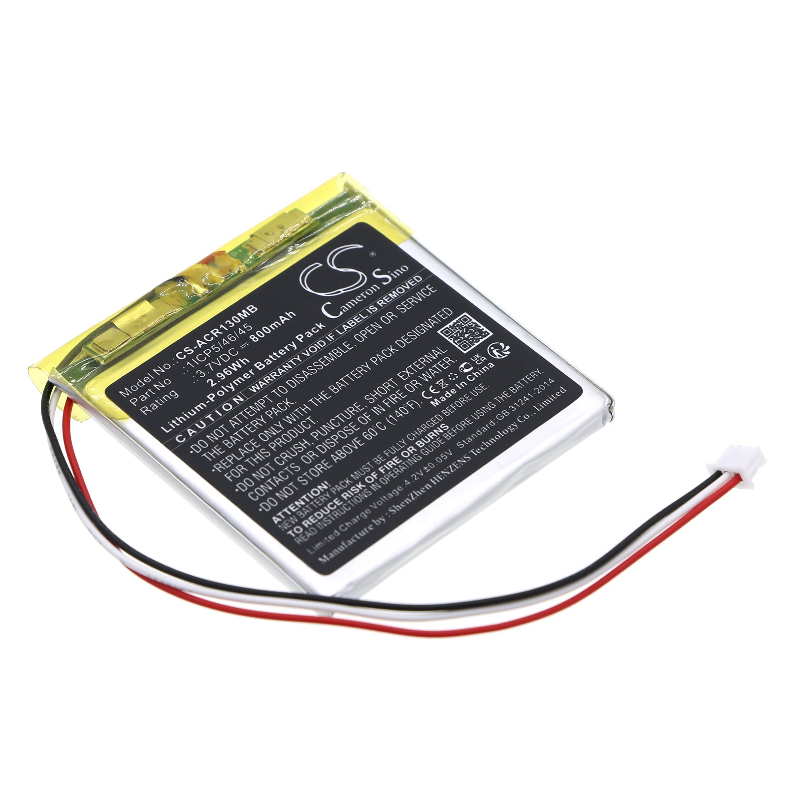 Li-Polymer, BabyPhone Battery fits Angelcare Ac1300, Ac1300-d, 3.7V, 800mAh BabyPhone Cameron Sino Technology Limited