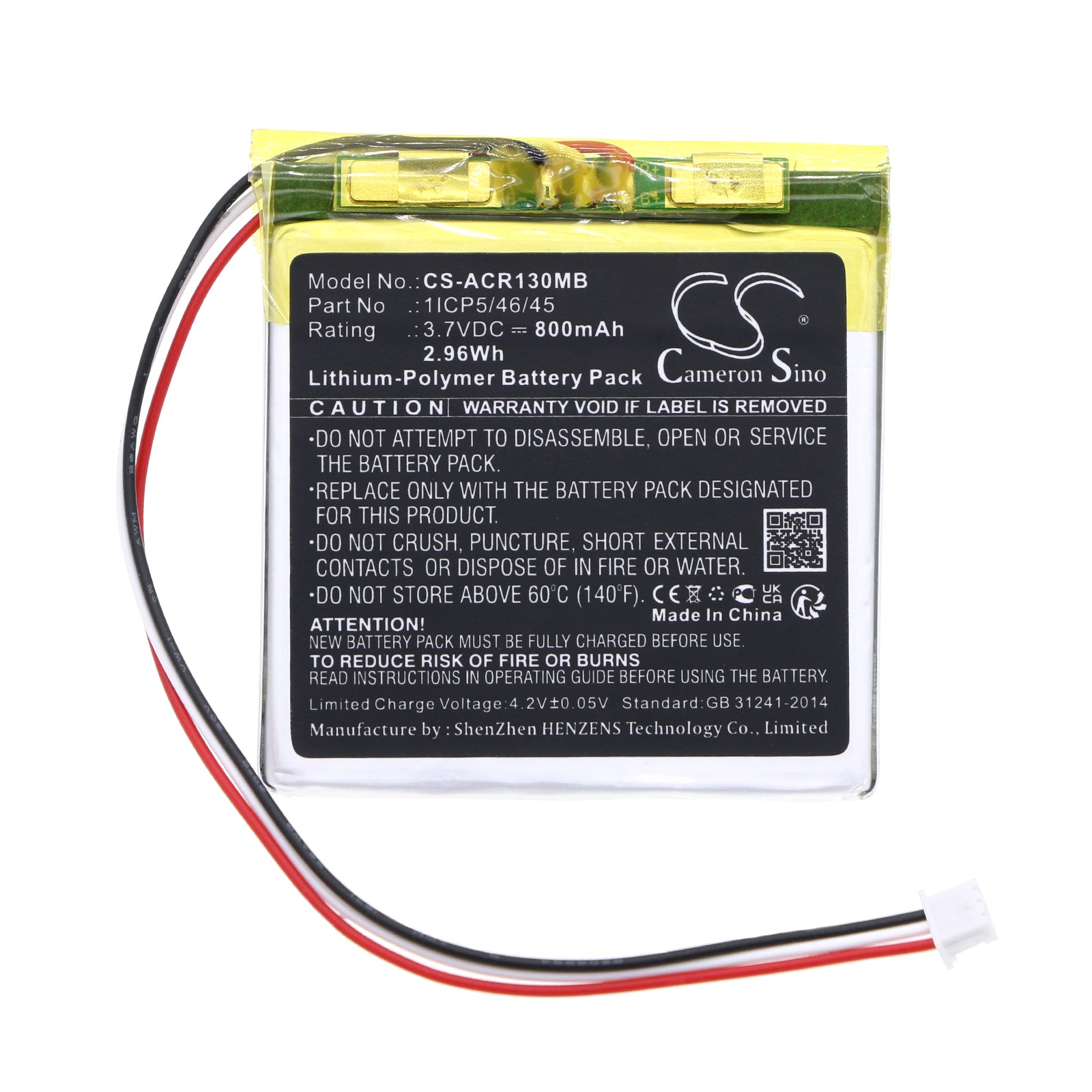 Li-Polymer, BabyPhone Battery fits Angelcare Ac1300, Ac1300-d, 3.7V, 800mAh BabyPhone Cameron Sino Technology Limited