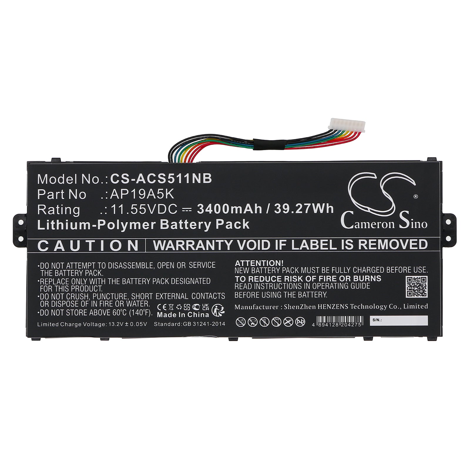 Li-Polymer, Notebook, Laptop Battery fits Acer Aspire 5 A515-43, Aspire 5 A515-54, 11.55V, 3400mAh Notebook, Laptop Cameron Sino Technology Limited