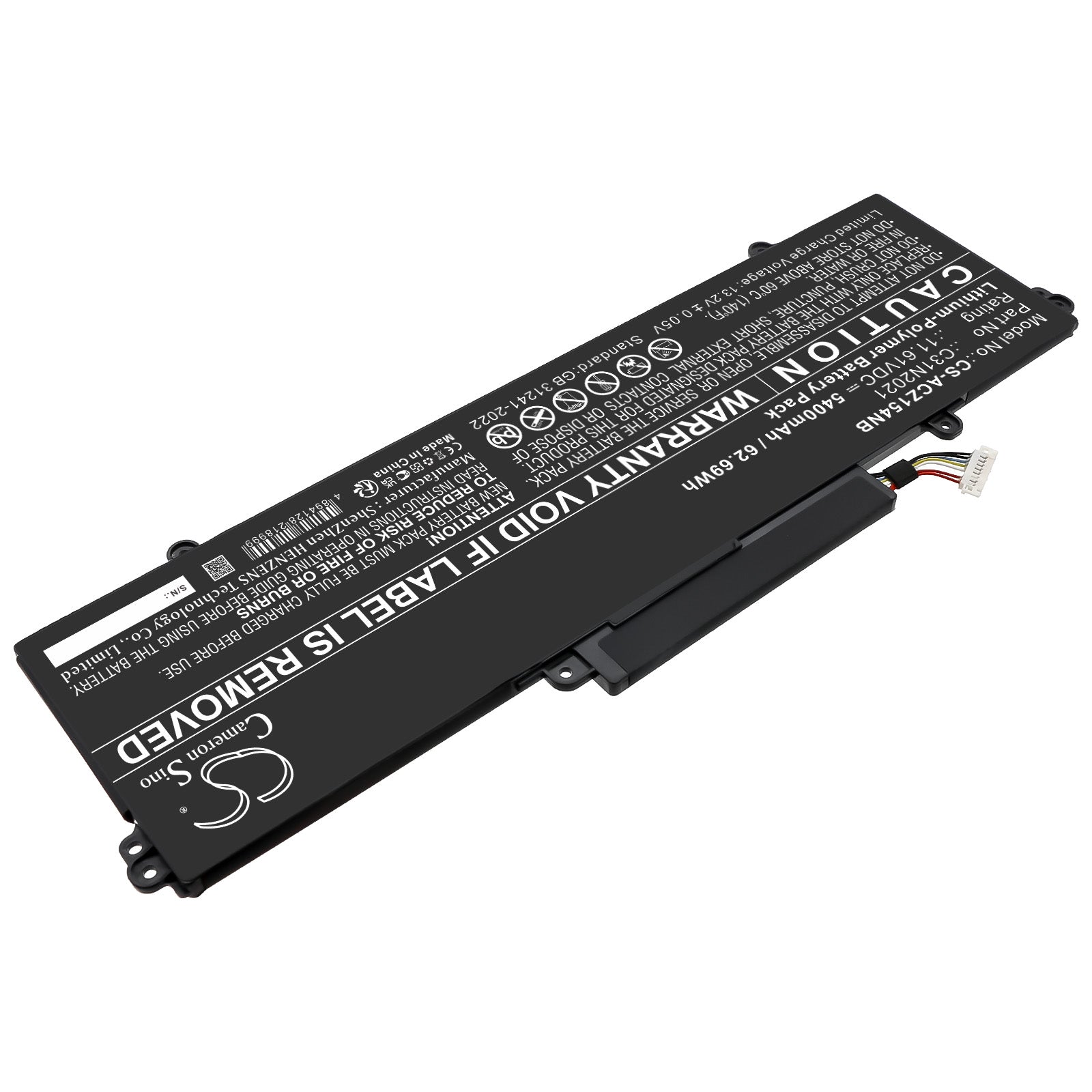 11.61V, Li-Polymer, 5400mAh, Battery fits Asus ZENBOOK 14X OLED UX5401EA-KN511TS, 62.69Wh Notebook, Laptop Cameron Sino Technology Limited