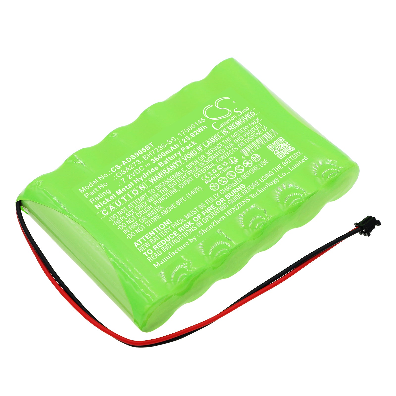 Ni-MH, Alarm System Battery fits Adt Adt Impassa Wireless Alarm Sys, Scw9057g-433, 7.2V, 3600mAh Alarm System Cameron Sino Technology Limited