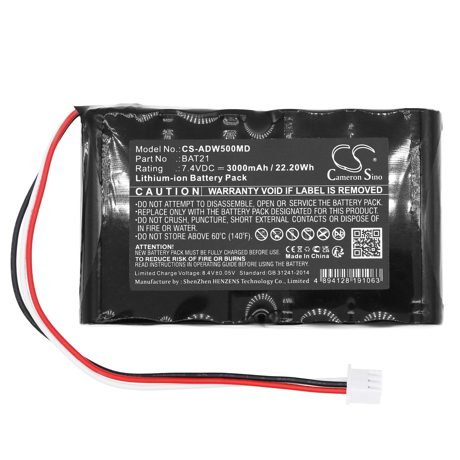 Li-ion, Medical Battery fits Ade Esw50-15, Stan07, 7.4V, 3000mAh Medical Cameron Sino Technology Limited