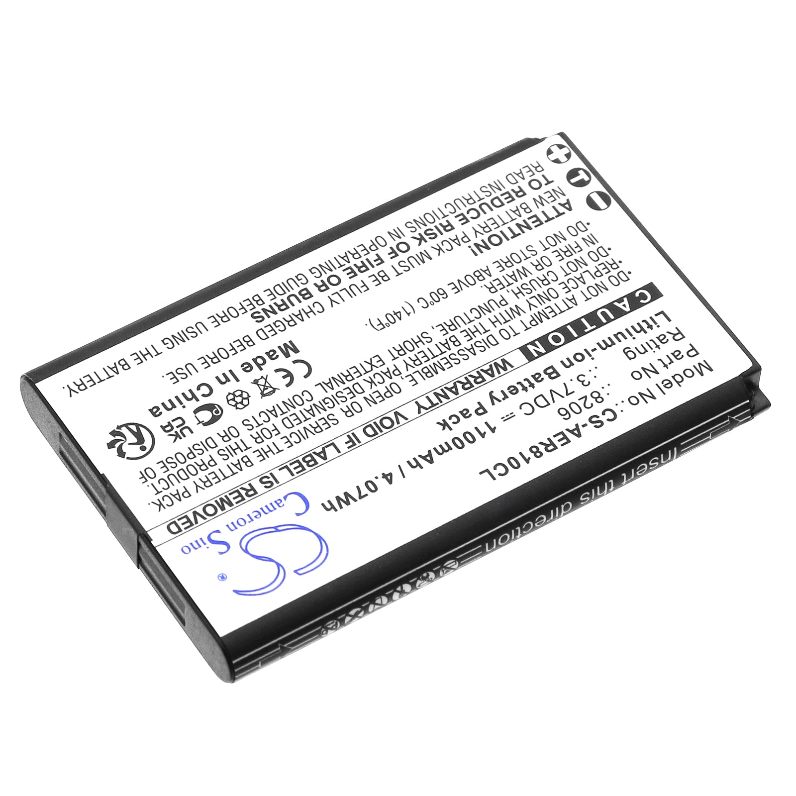 Li-ion, Cordless Phone Battery fits Aei Agr-8106, Agr-8206, 3.7V, 1100mAh Cordless Phone Cameron Sino Technology Limited