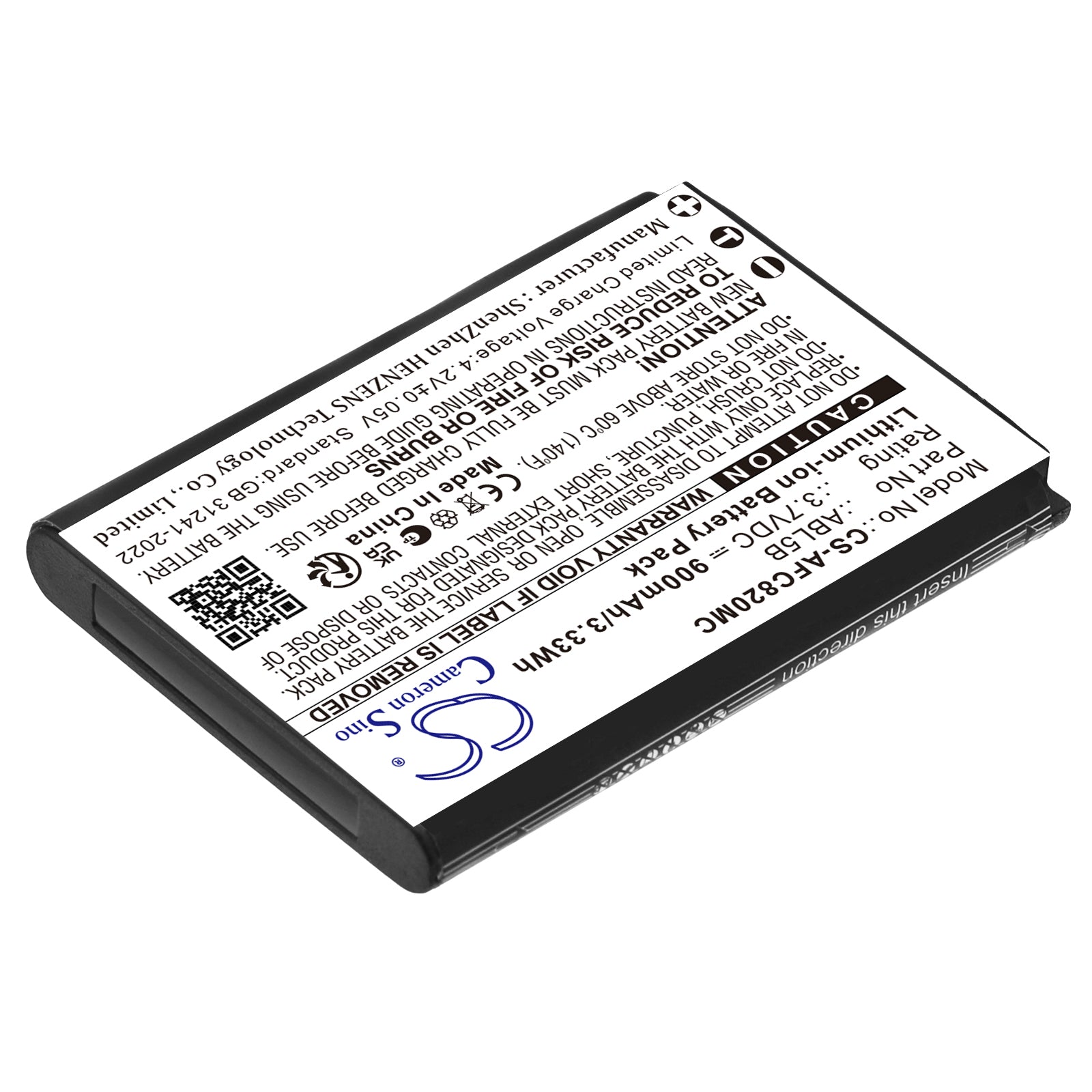3.7V, Li-ion, 900mAh, Battery fits AgfaPhoto DC8200, DC9200, 3.33Wh Camera Cameron Sino Technology Limited