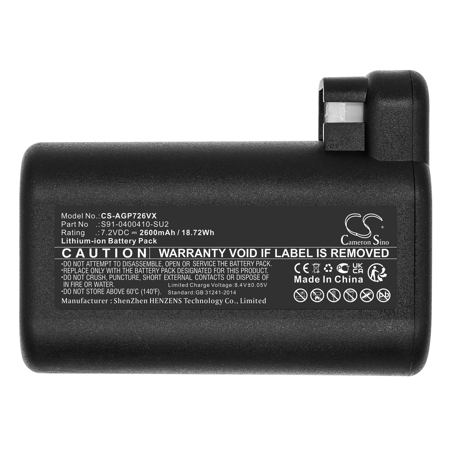 Li-ion, Vacuum Battery fits Aeg Electrolux Osiris, Rx9, 7.2V, 2600mAh Vacuum Cameron Sino Technology Limited