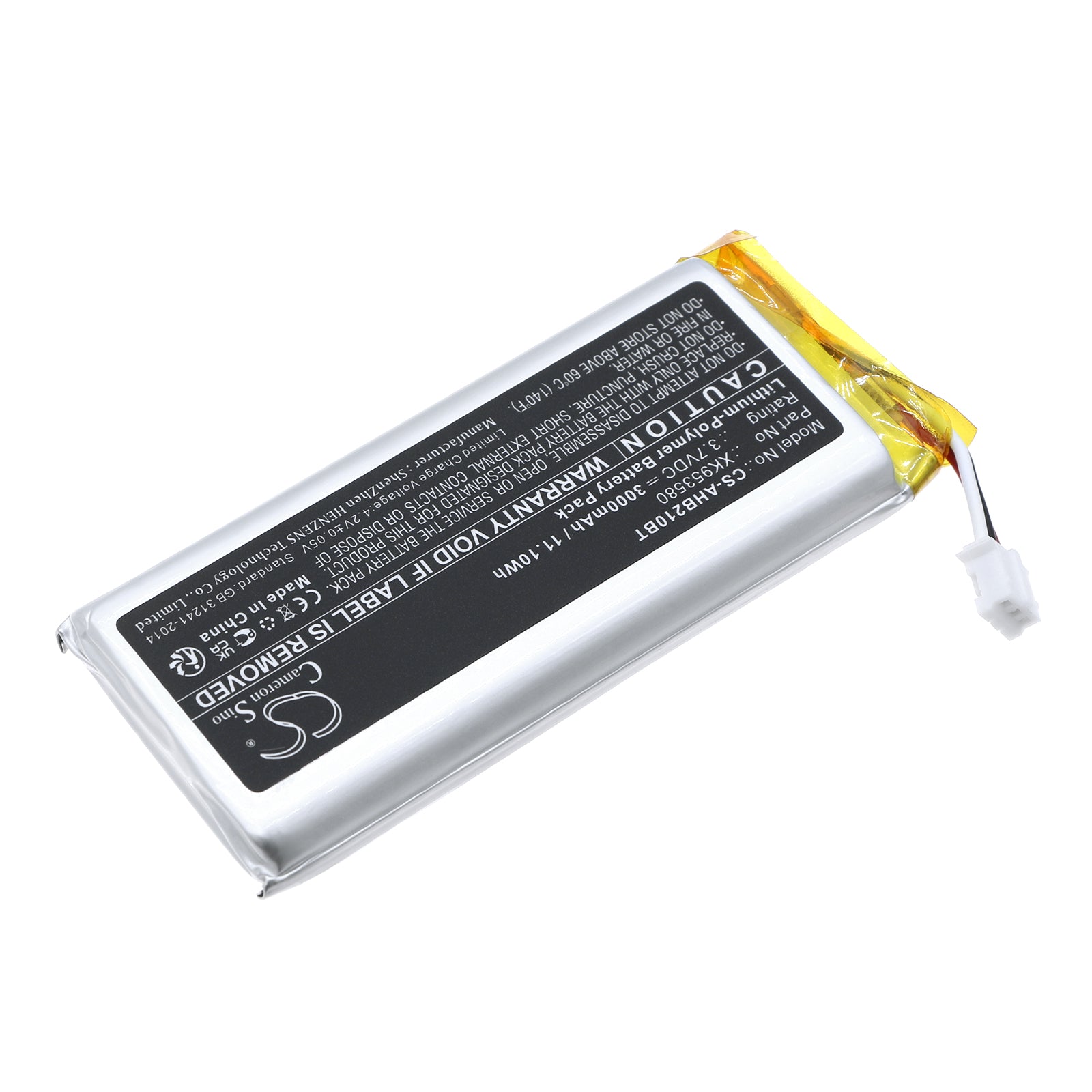 Li-Polymer, Alarm System Battery fits Ajax Aj-hub2-4g-w/b, Aj-hub2plus-w/b, 3.7V, 3000mAh Alarm System Cameron Sino Technology Limited