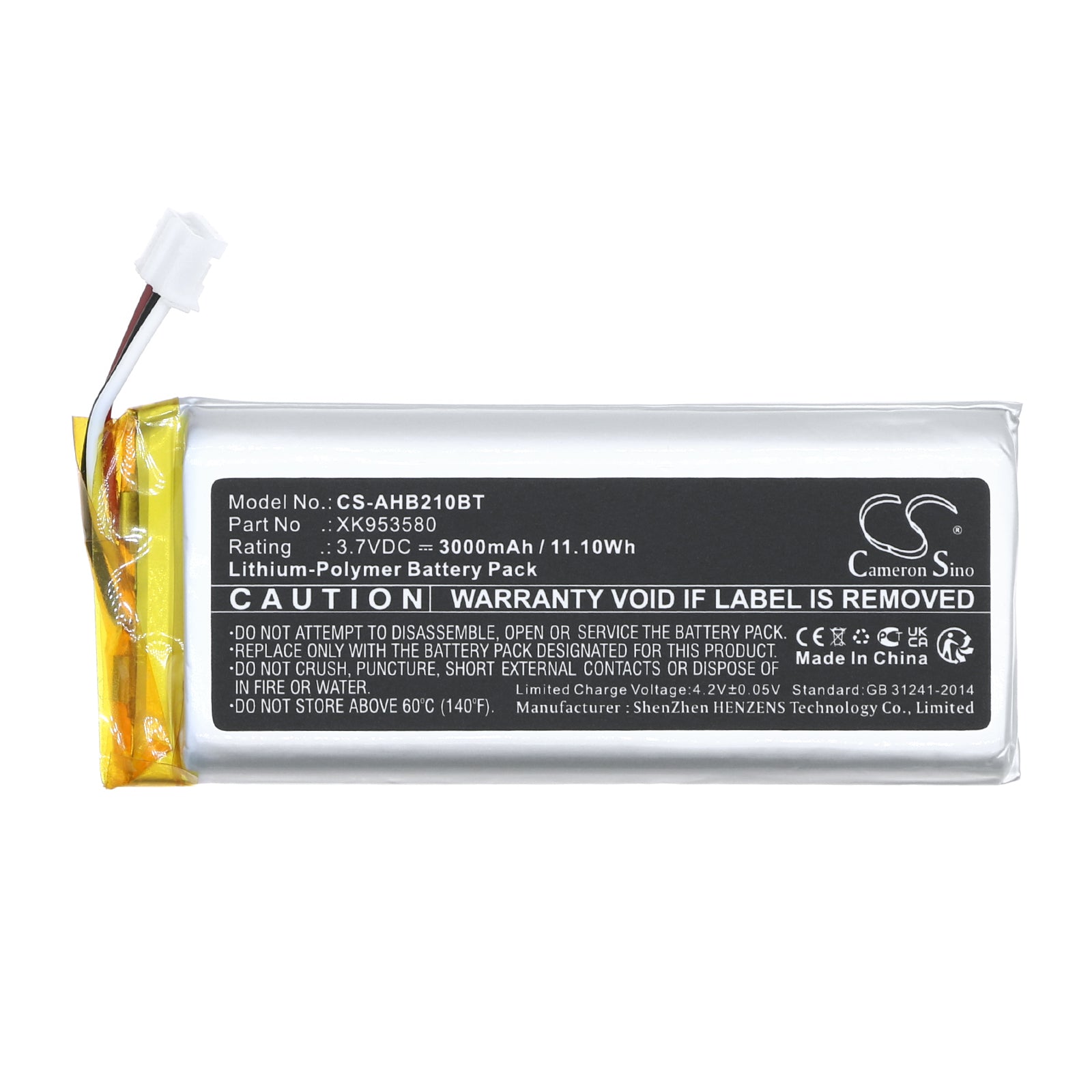 Li-Polymer, Alarm System Battery fits Ajax Aj-hub2-4g-w/b, Aj-hub2plus-w/b, 3.7V, 3000mAh Alarm System Cameron Sino Technology Limited