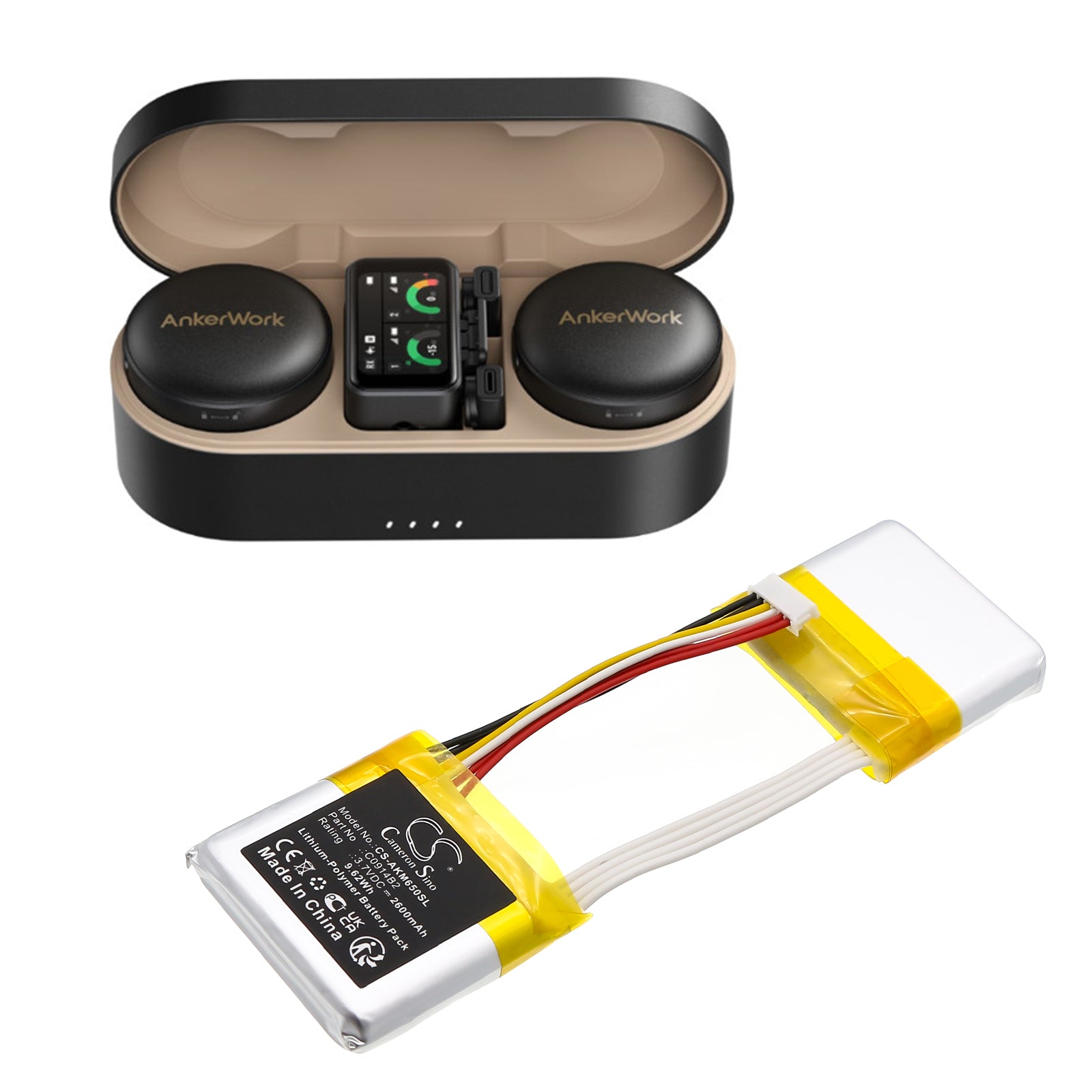 3.7V, Li-Polymer, 2600mAh, Battery fits AnkerWork M650, 9.62Wh Transmitters & Receiver Cameron Sino Technology Limited