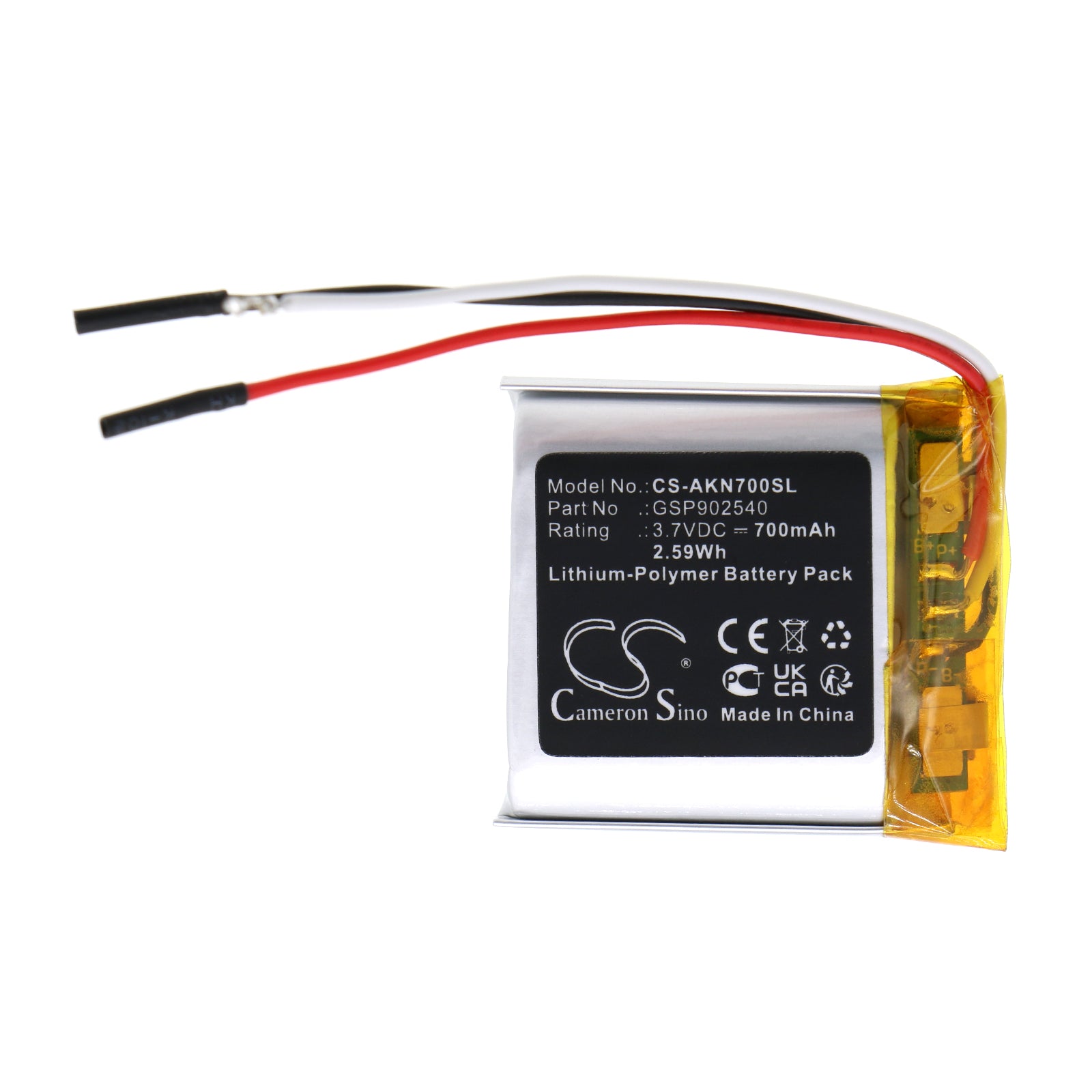 Li-Polymer, Wireless Headset Battery fits Akg N700nc, 3.7V, 700mAh Wireless Headset Cameron Sino Technology Limited