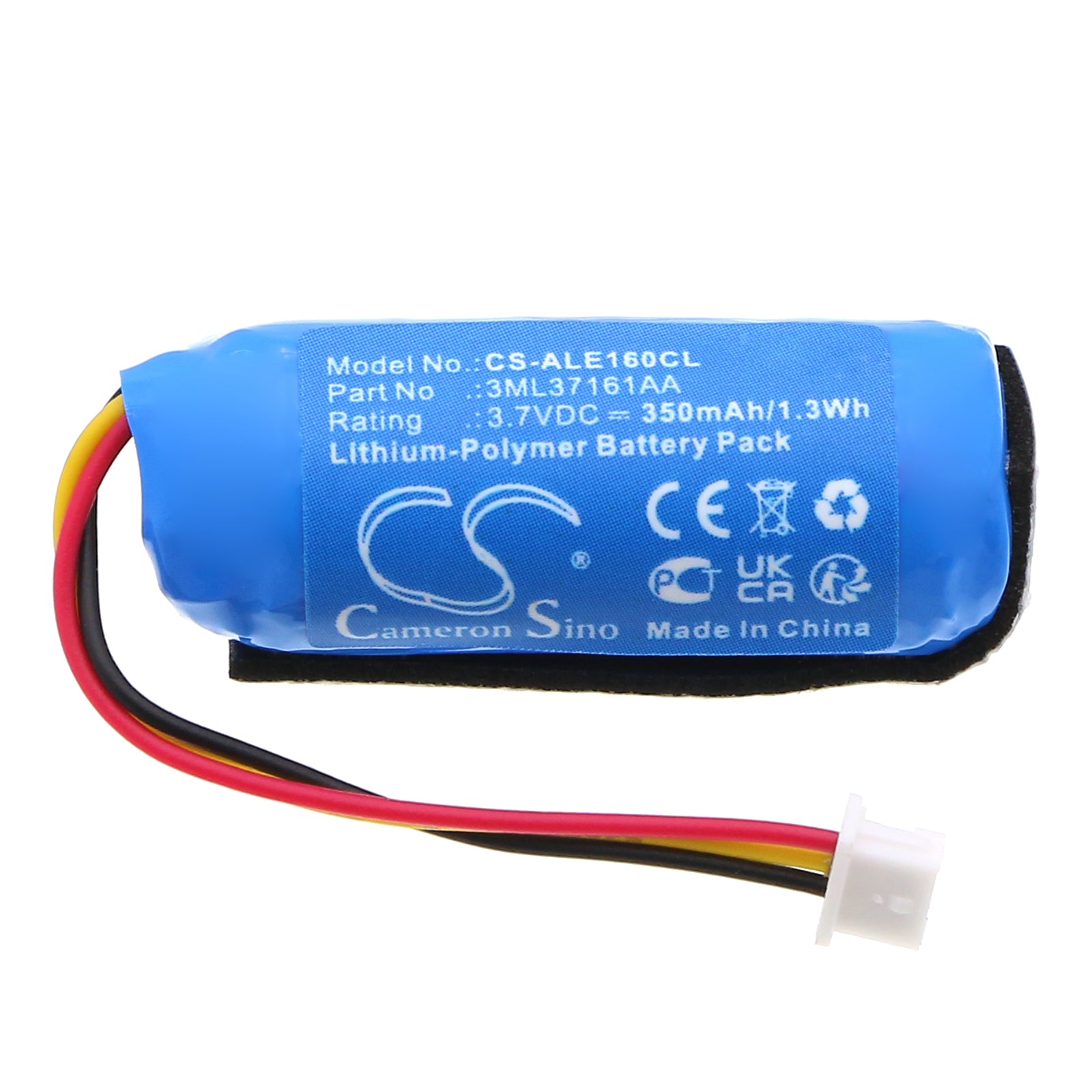 3.7V, Li-Polymer, 350mAh, Battery fits Alcatel-Lucent ALE-160 WB, ALE-161 WB, 1.3Wh Cordless Phone Cameron Sino Technology Limited