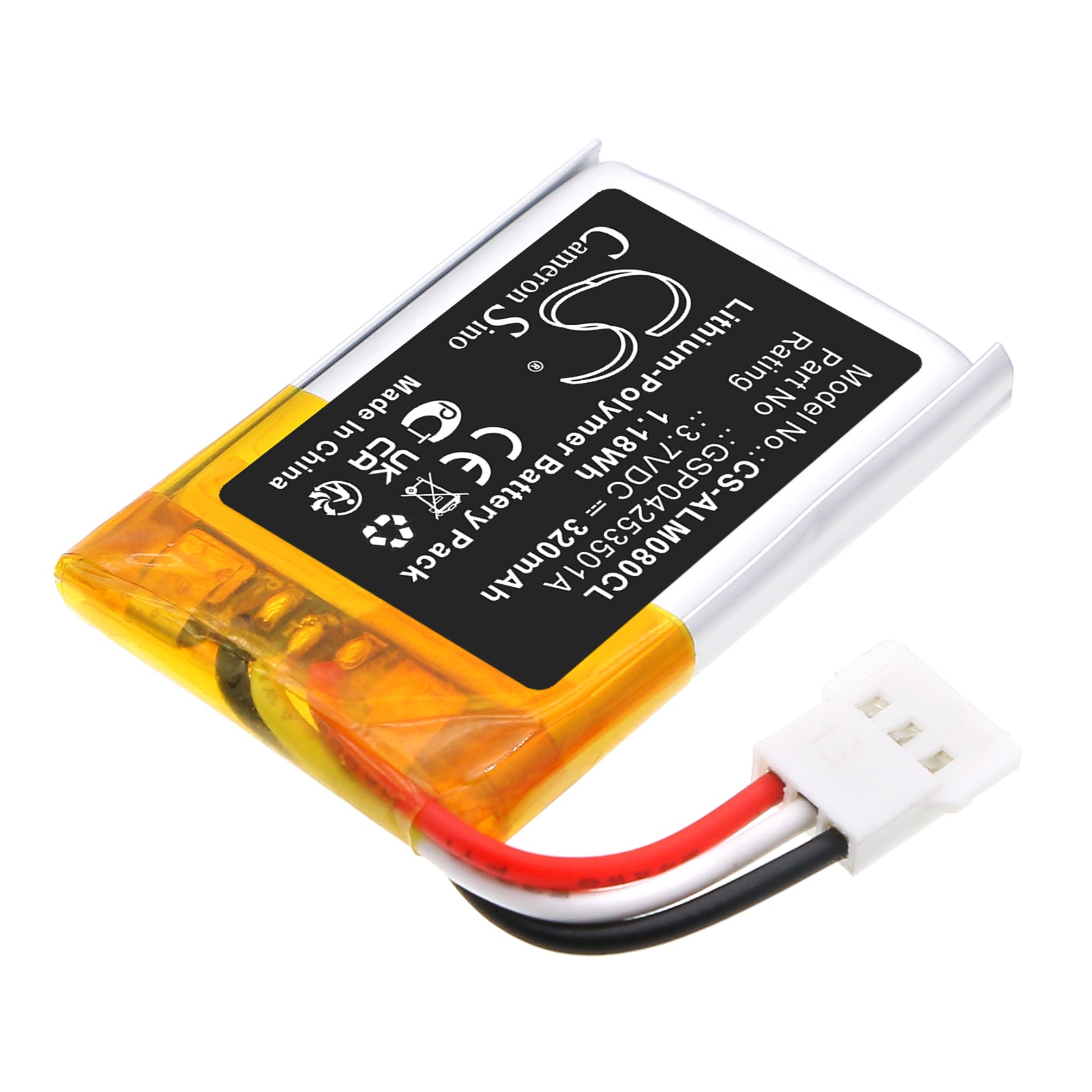 3.7V, Li-Polymer, 320mAh, Battery fits Alcatel-Lucent 3MG08009AA, Wide Band 4.1 Bluetooth, 1.18Wh Cordless Phone Cameron Sino Technology Limited