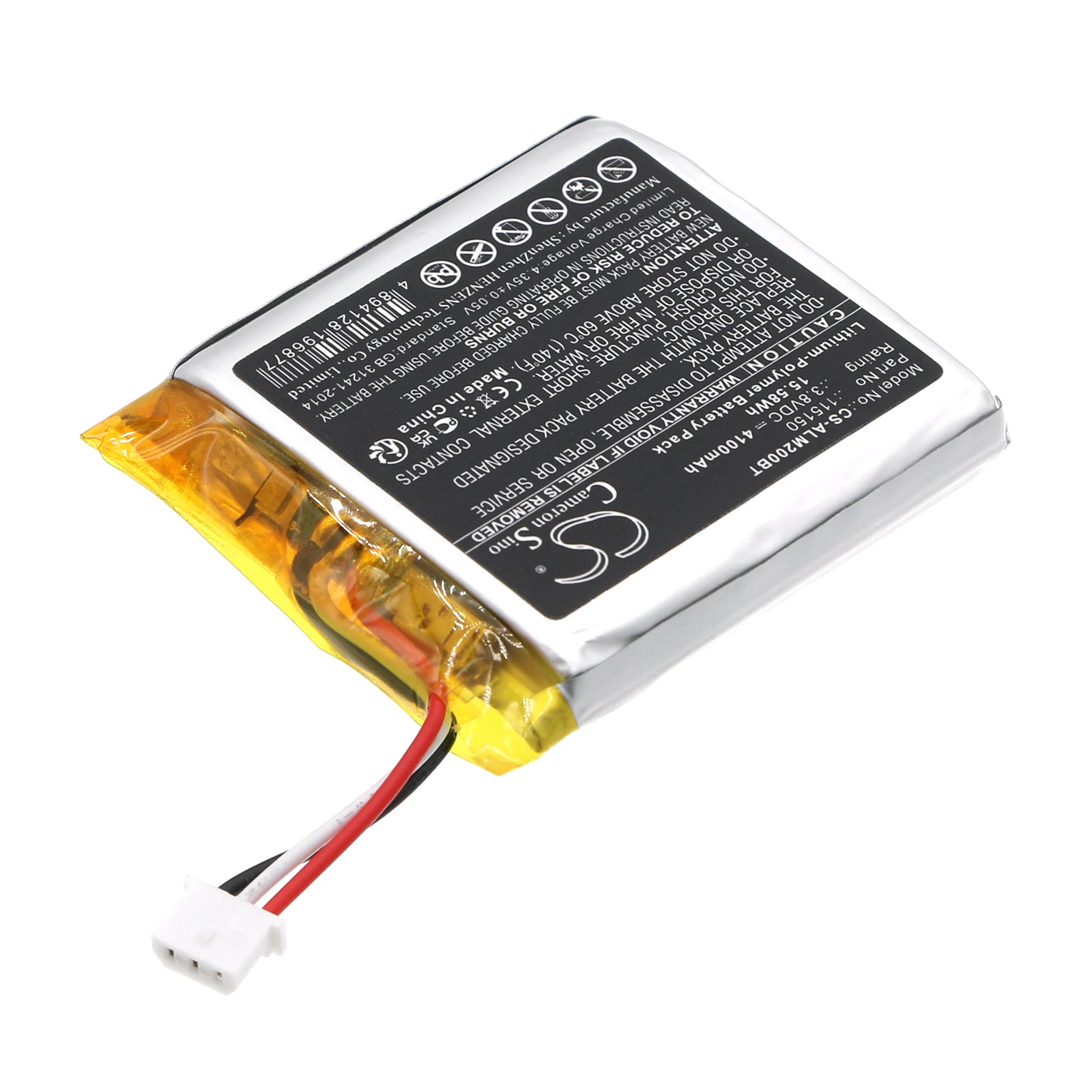 Li-Polymer, Alarm System Battery fits 2gig 2gig-edg-na-v, Edge Panel, 3.8V, 4100mAh Alarm System Cameron Sino Technology Limited