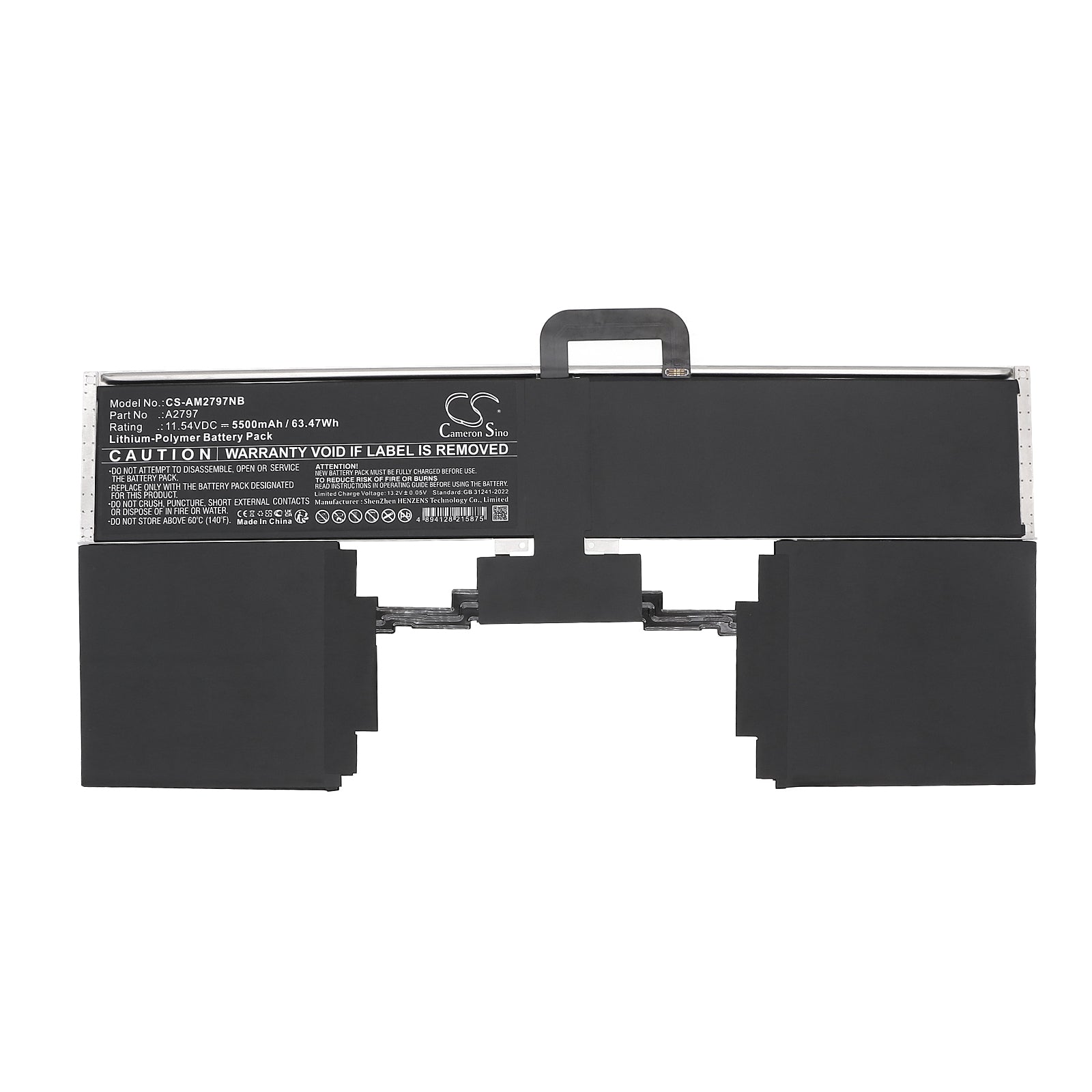 11.54V, Li-Polymer, 5500mAh, Battery fits Apple A2941, MQKP3LL/A, 63.47Wh Notebook, Laptop Cameron Sino Technology Limited